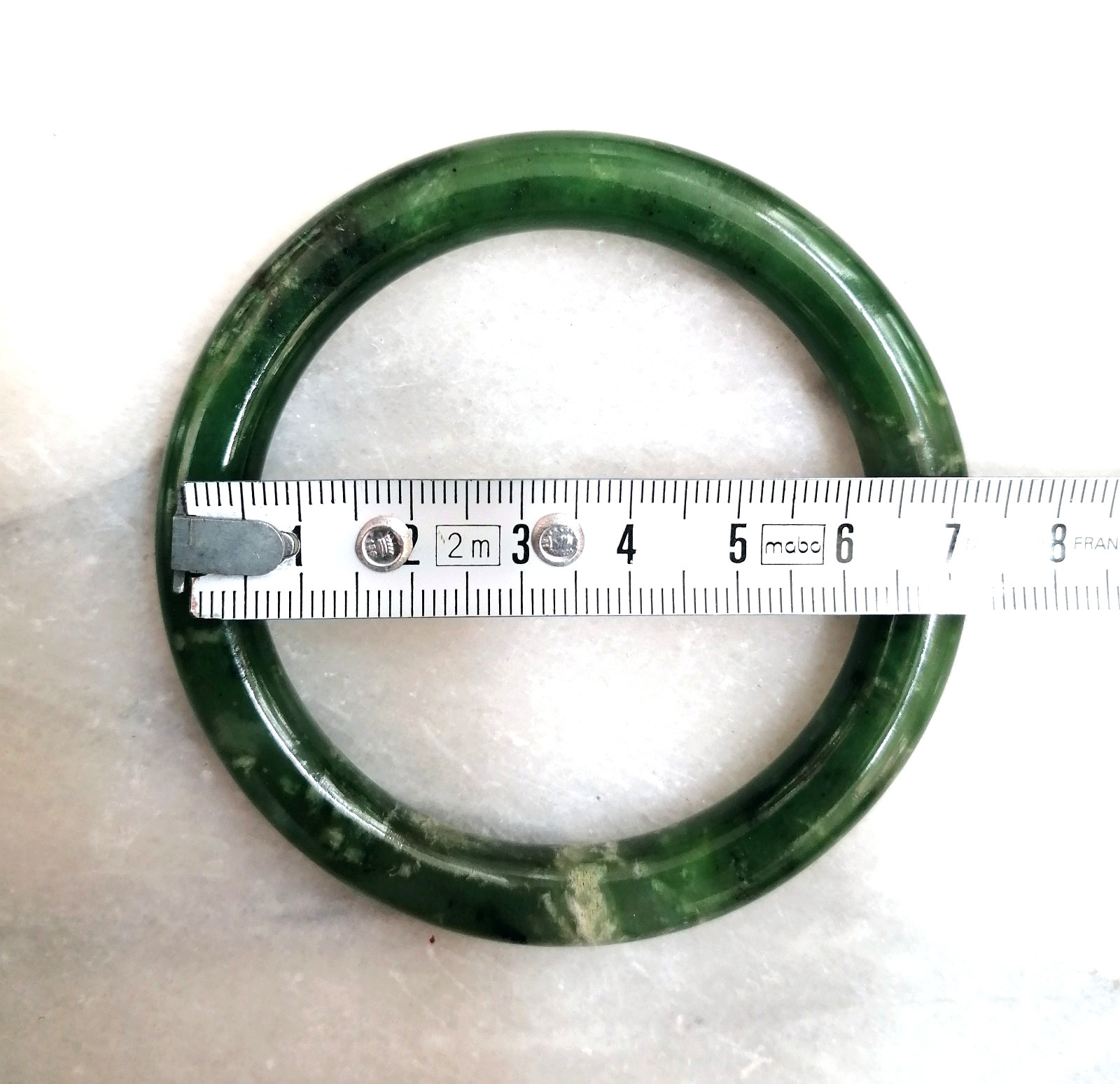 BEAUTIFUL ANTIQUE AUTHENTIC GREEN JADE RING BRACELET, CHINA, 1900.