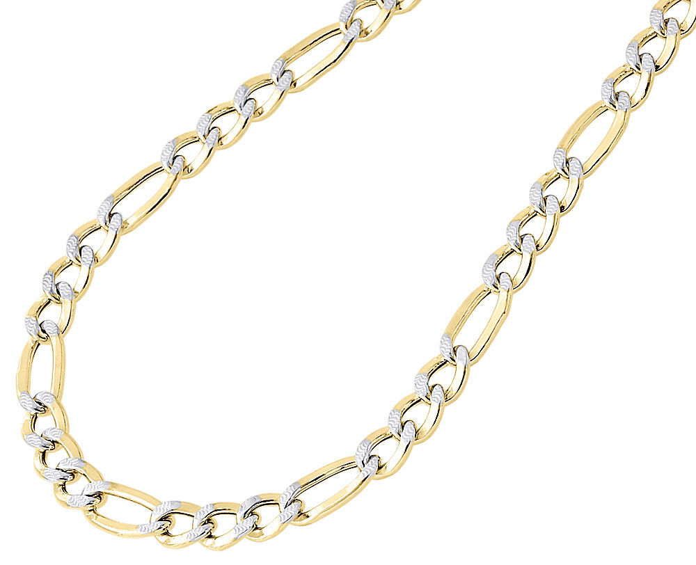 1/10th 10K Yellow Gold 7mm Diamond Cut Figaro Link Chain Necklace 18-30 Inch