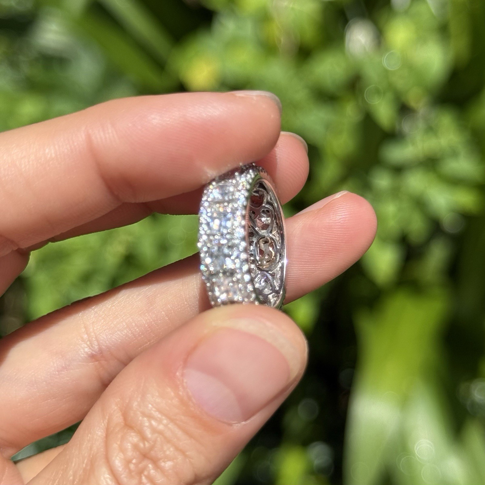 Suzy Levian Sterling Silver Cubic Zirconia White Modern Eternity Band