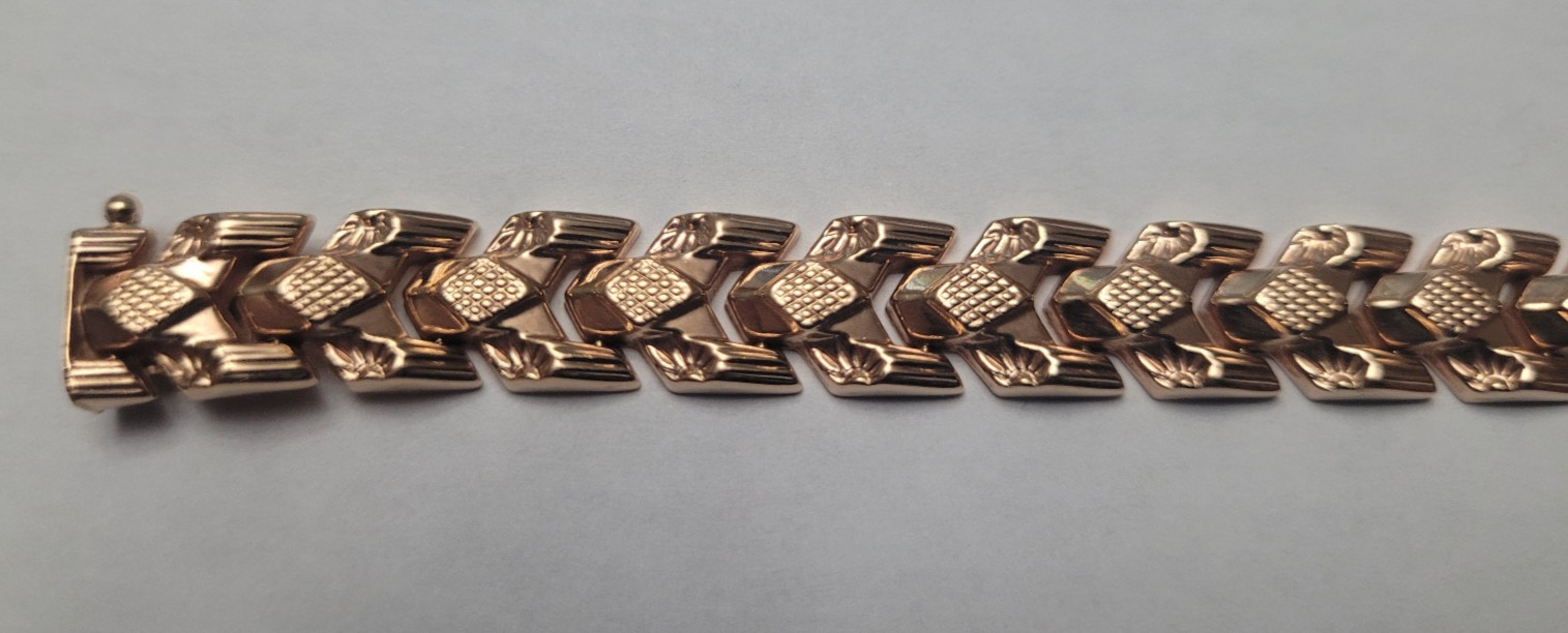 7-1/4 in Chevron Stampato Rose Gold Bracelet 14k 11.8 G Milor Group