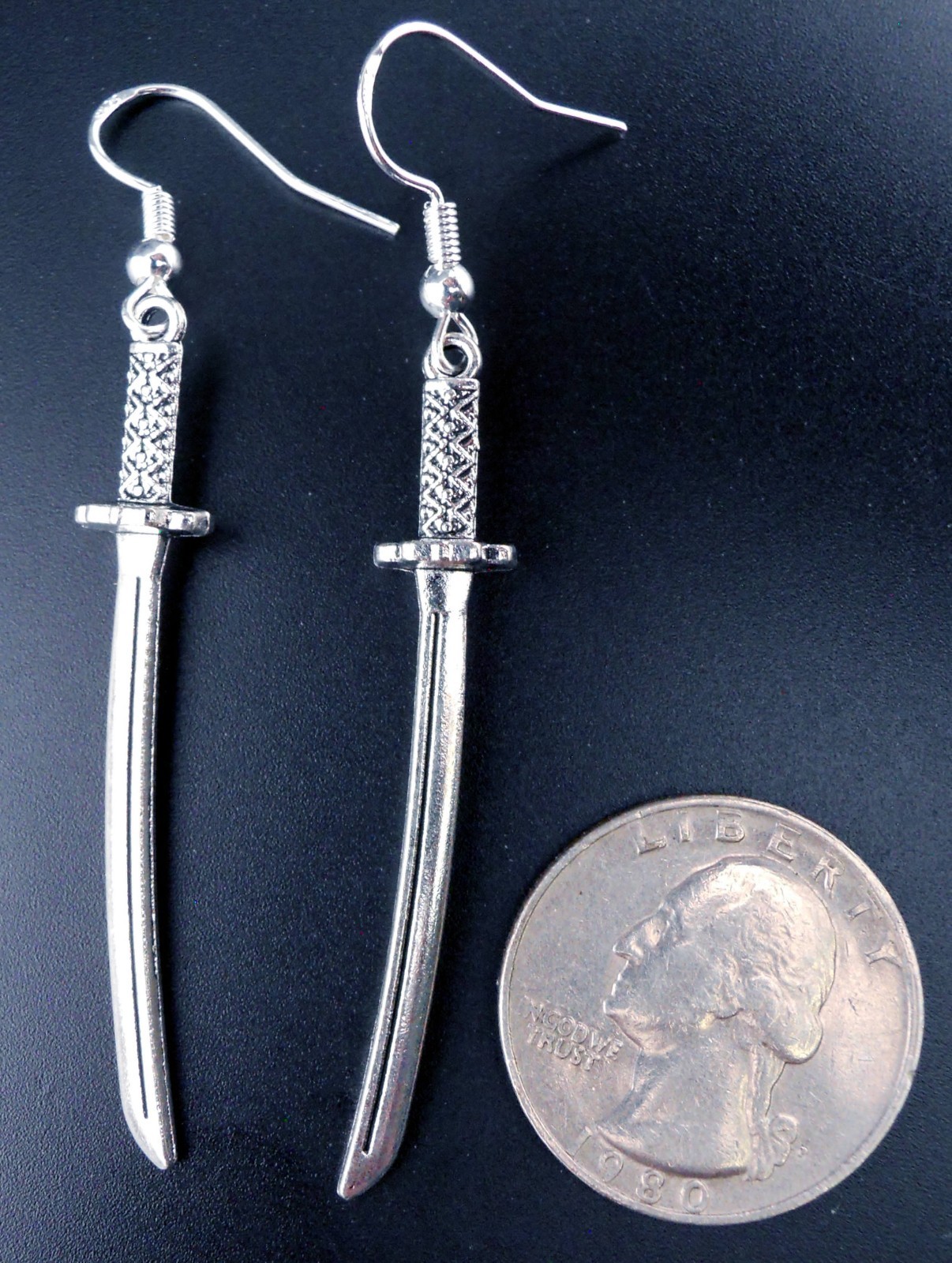 Sword Earrings Sterling Silver Ear Wires Katana Charms New Jewelry Swords