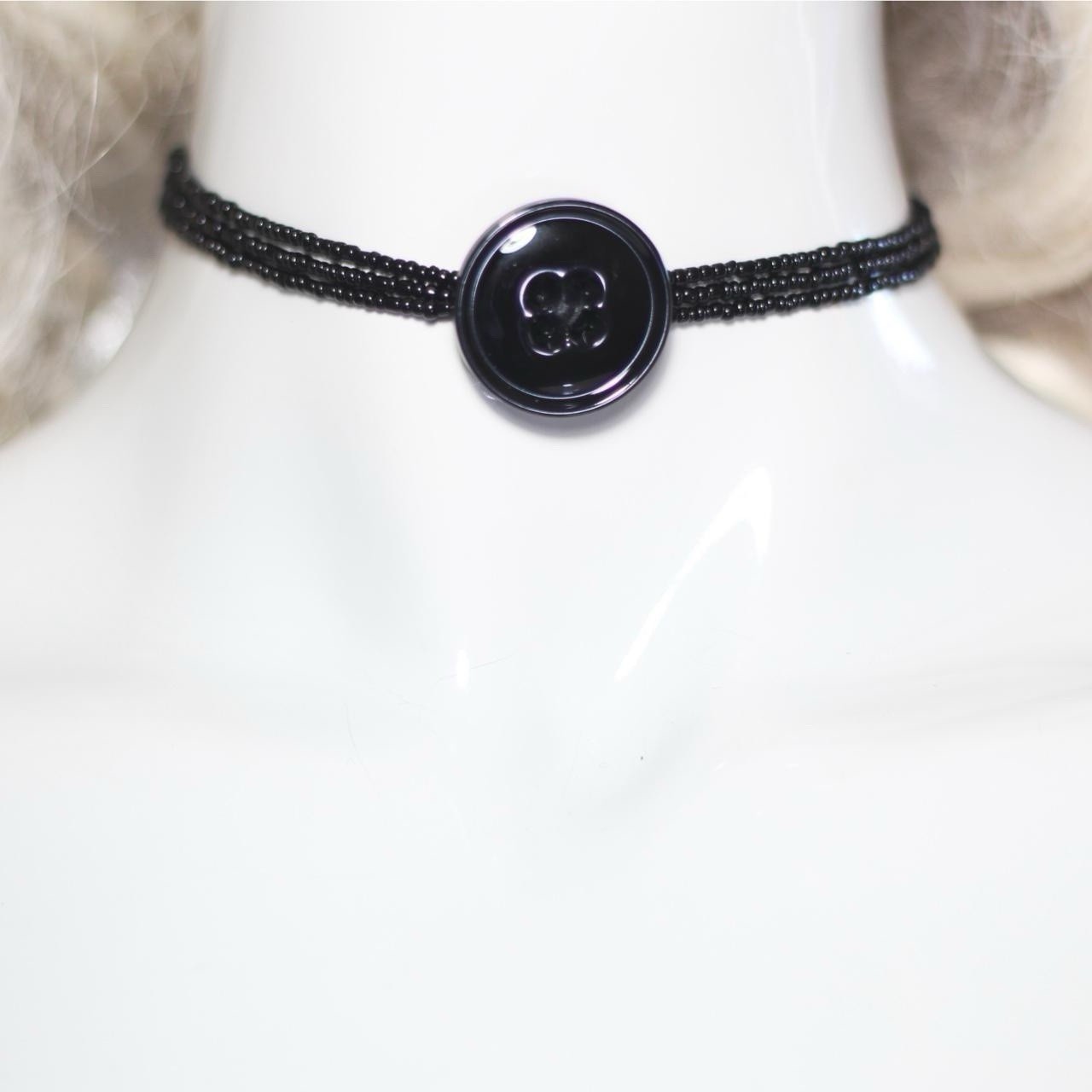 Handcrafted Black Bead Button Choker #goth #whimsygoth PLUS a MYSTERY GIFT