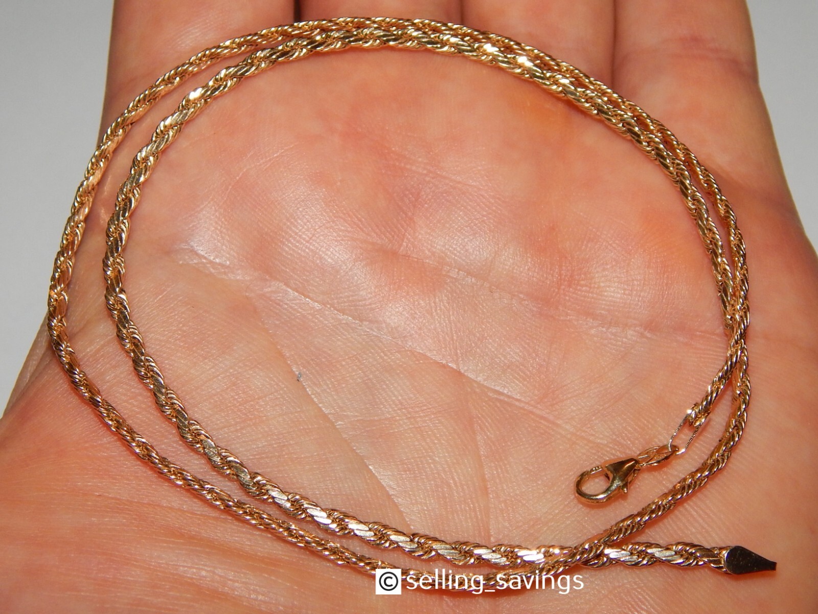 14K YELLOW GOLD ETERNAGOLD 3MM DIAMOND CUT FLAT ROPE CHAIN NECKLACE 18.25 INCH