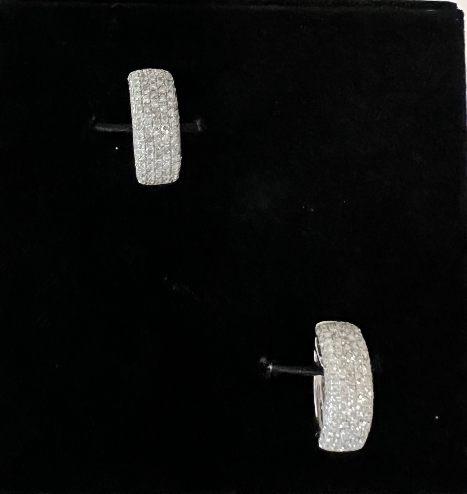 Effy 14K White Gold Pave Diamond Huggie Earrings