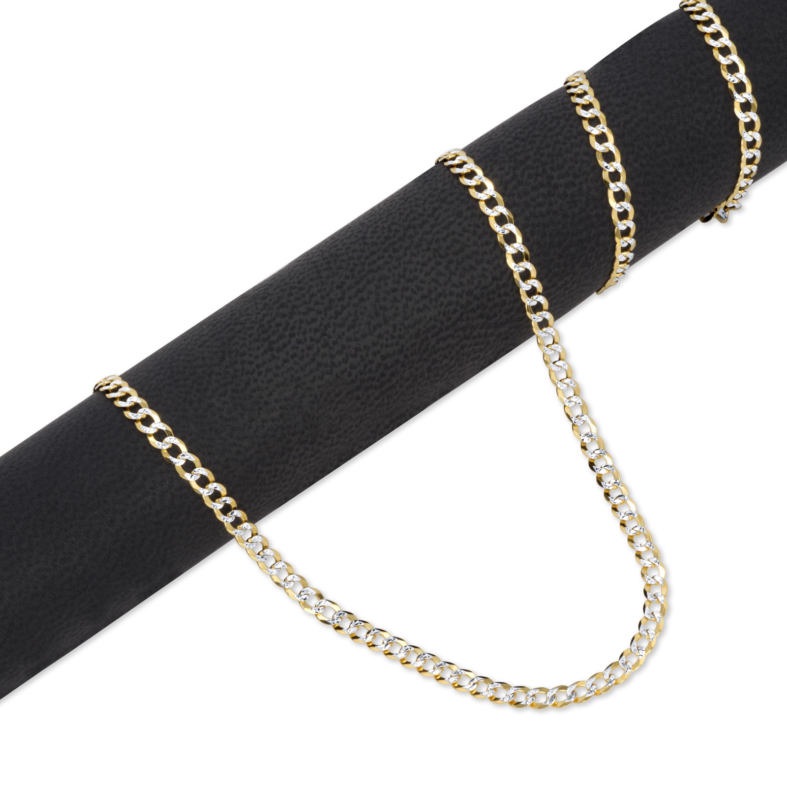 10K Yellow Gold Solid 3mm Diamond Cut Pave Cuban Curb Chain Bracelet Anklet 7-9″