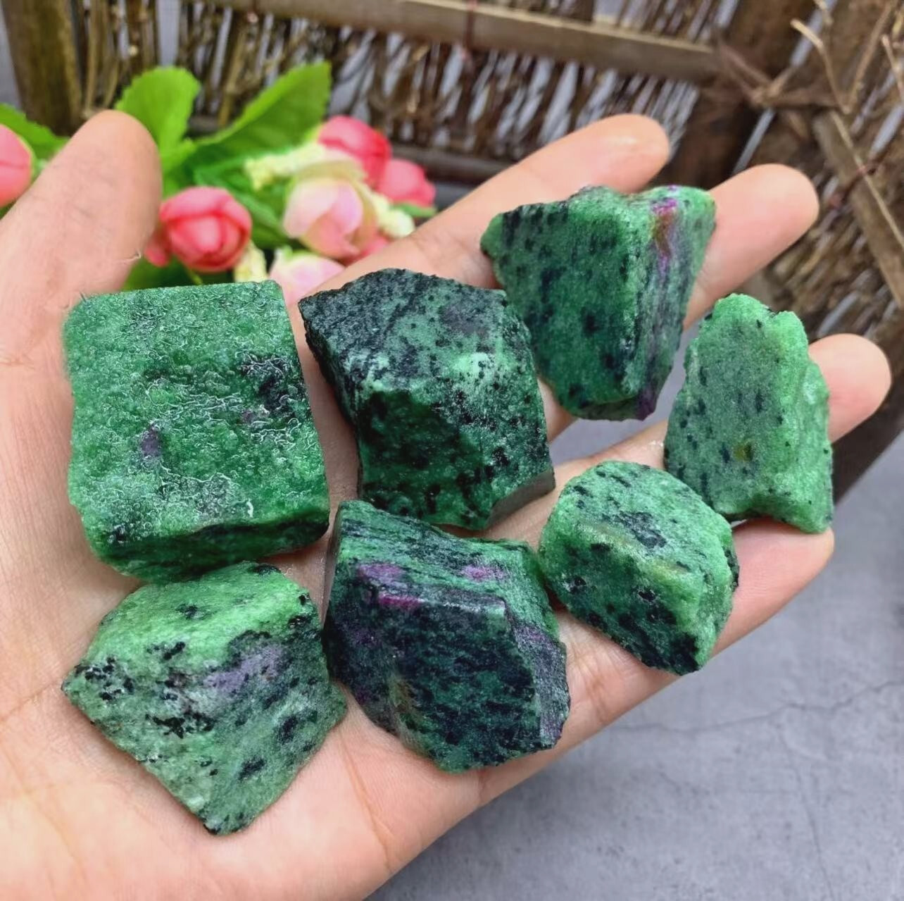 3 PCS Rare Raw Ruby Zoisite Gem Pocket Stone High Energy DIY Raw Gemstone