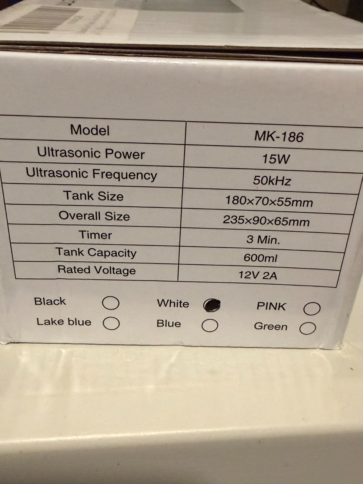 Ultrasonic Jewelry Cleaner 600ml 50kHz Cleaning Machine MK-186 White