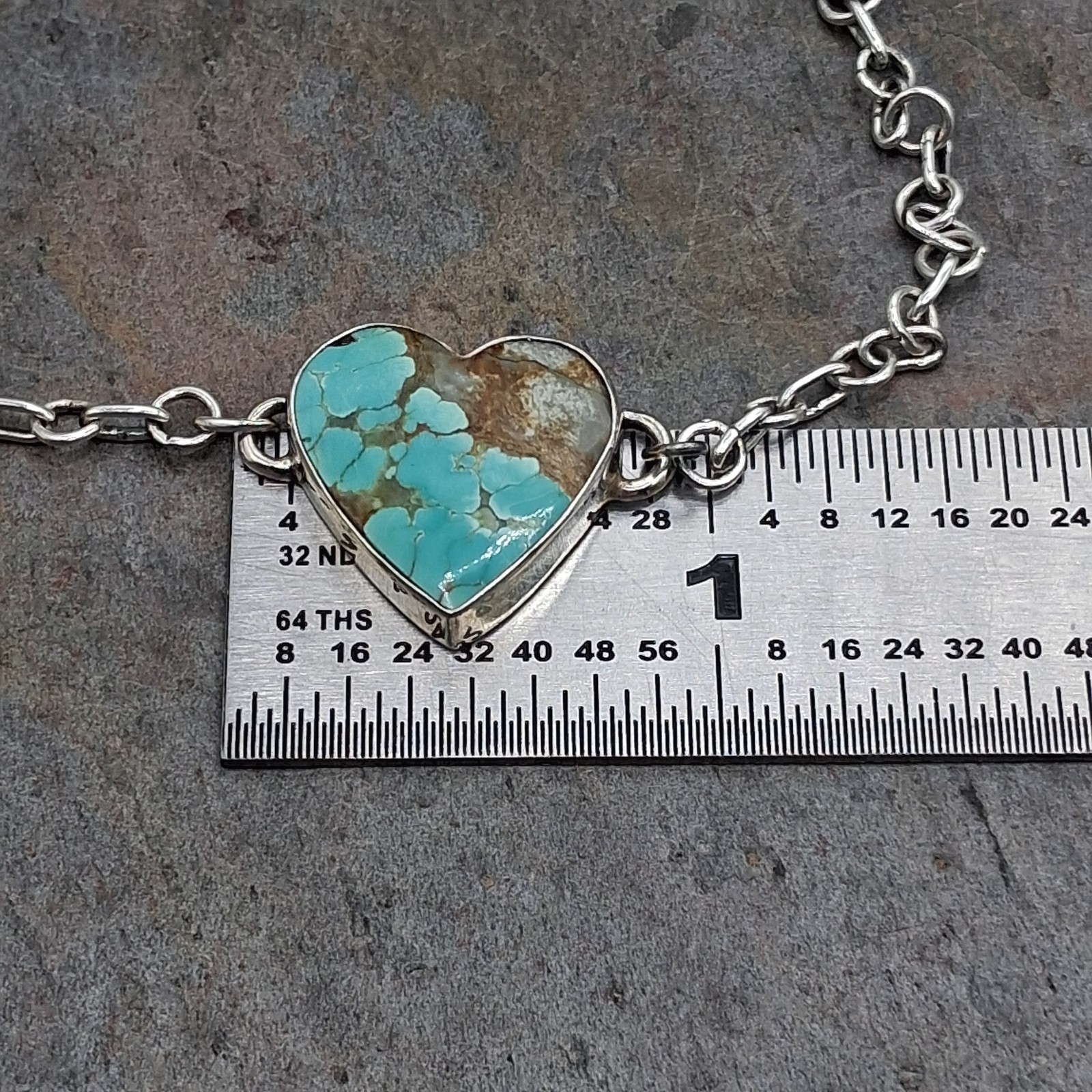 Number 8 Turquoise Bracelet Heart Sterling Silver Adjustable 5-7 Southwestern