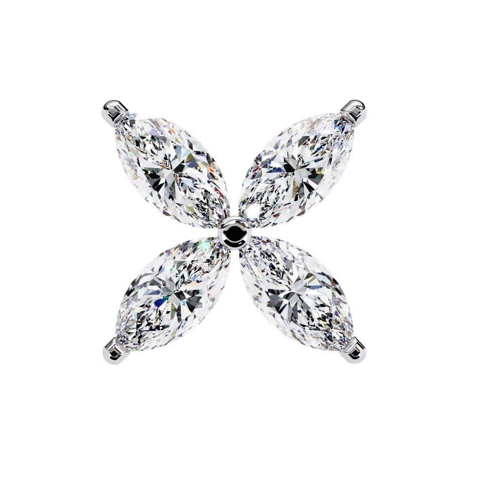 2CT Lab Grown Marquise Cut Diamond Women Stud Earrings 14K White Gold Push Back