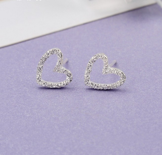 925 Sterling Silver Heart Post Stud Earrings Gift Women Girl PE18