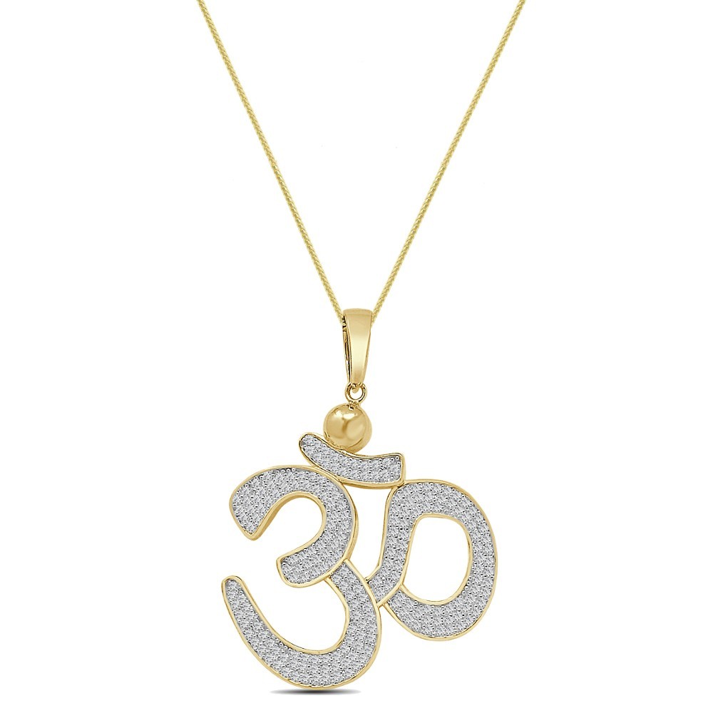VVS1/D 2.75 Ctw Real Authentic Sterling Silver OM Hindu Charm Pendant Free Chain