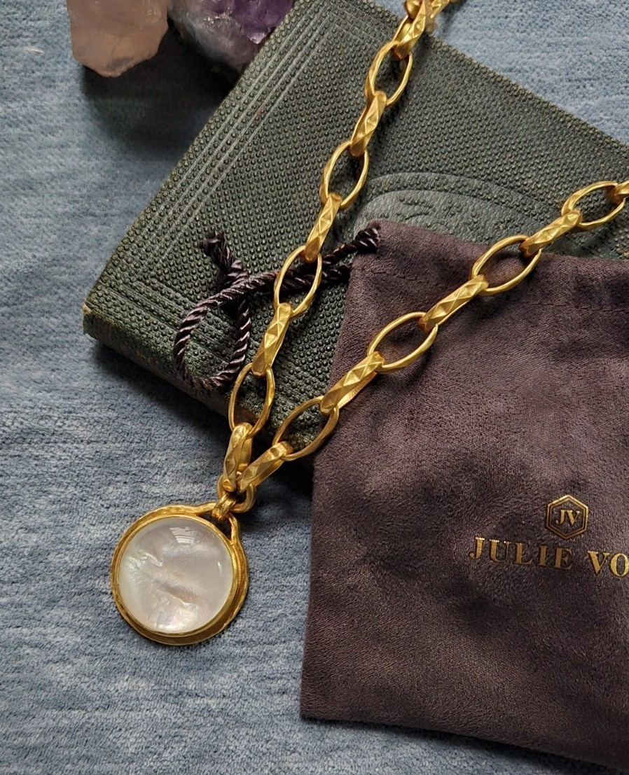 NWT – Julie Vos Solara Statement Necklace – Crystal Clear- 24K Goldplated