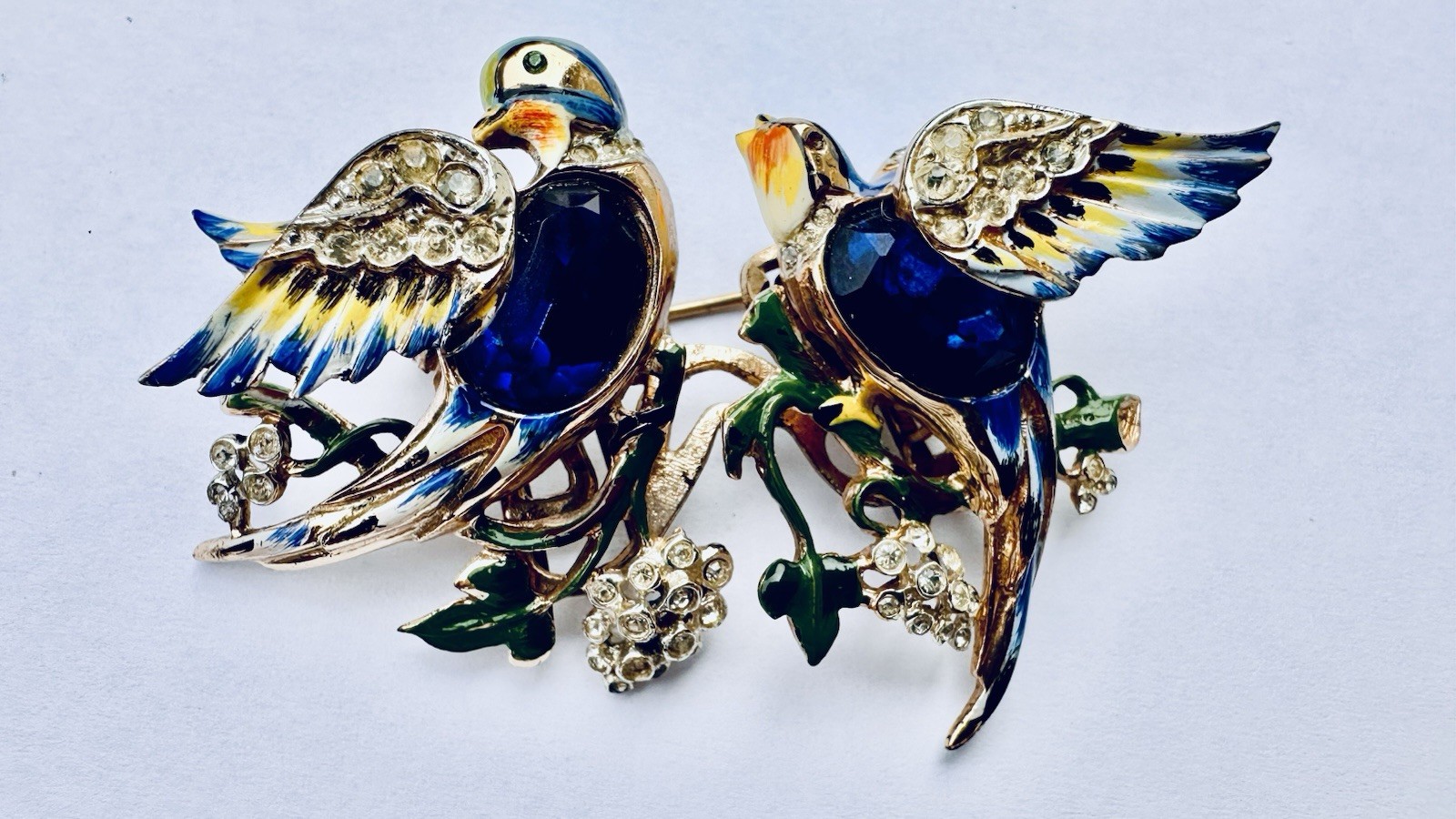 Bill Coo Love Birds Enamel Sterling Silver Duo Duette Pin Coro Craft 1798867