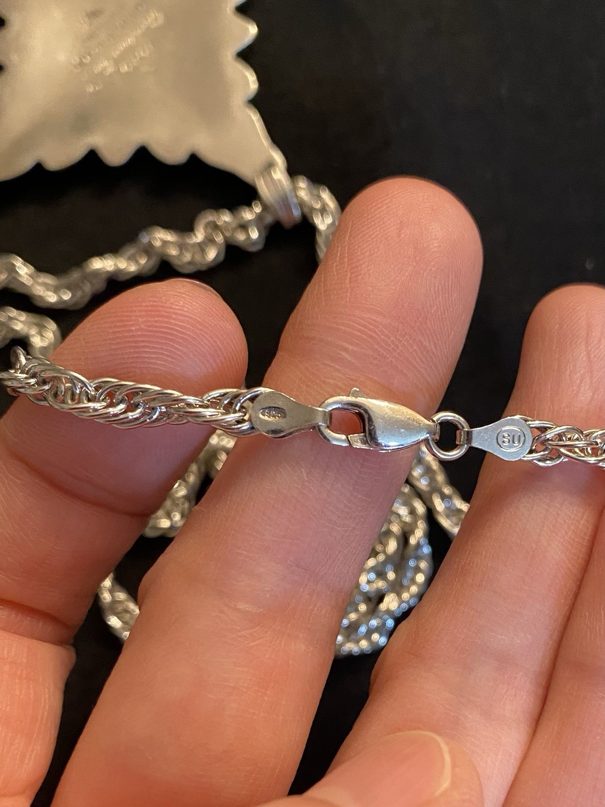 Reed & Barton 925 Sterling Silver 1989 Christmas Cross Rope Necklace 34g 23’’
