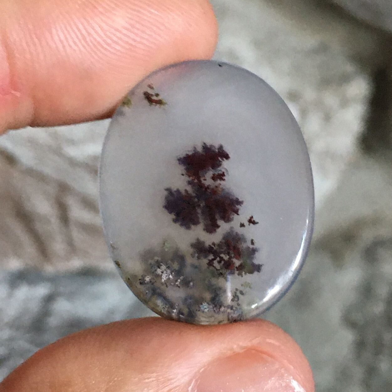 28×22.5×5.4mm Very Fune Dendrite Agate Oval Cabochon Loose Picture Stone
