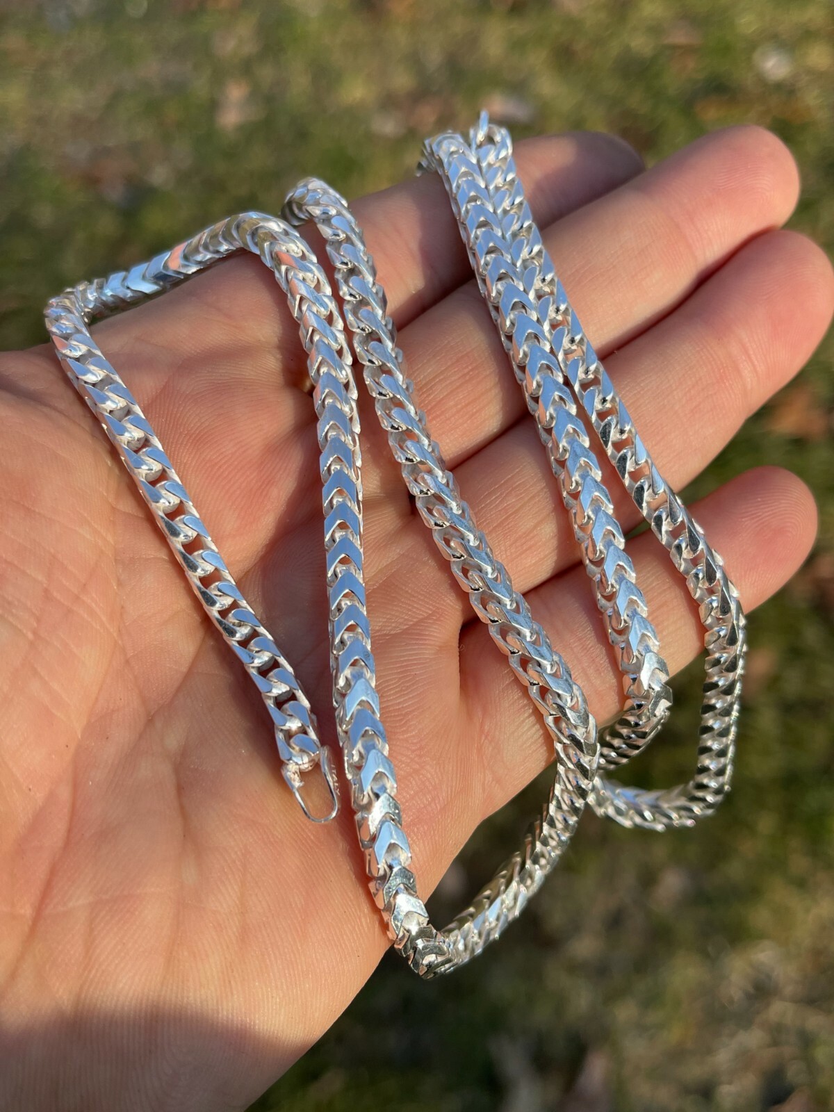 Solid 925 Sterling Silver Franco Chain 5mm Thick Hip Hop Mens Necklace 18-30″