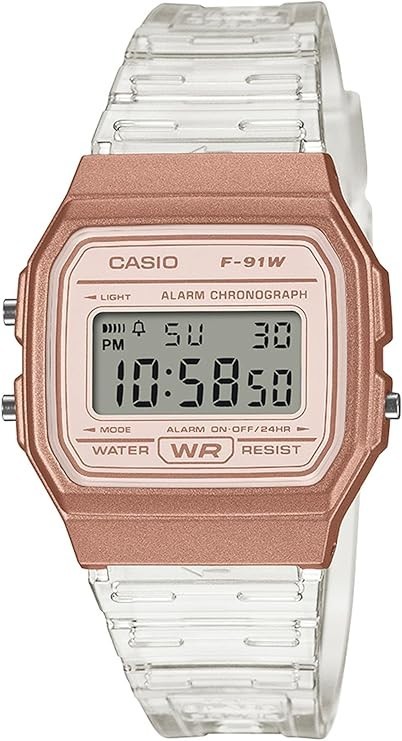Casio F-91WS-7A3JF Digital Watch Smoky Pink & Transparent Skeleton Japan New