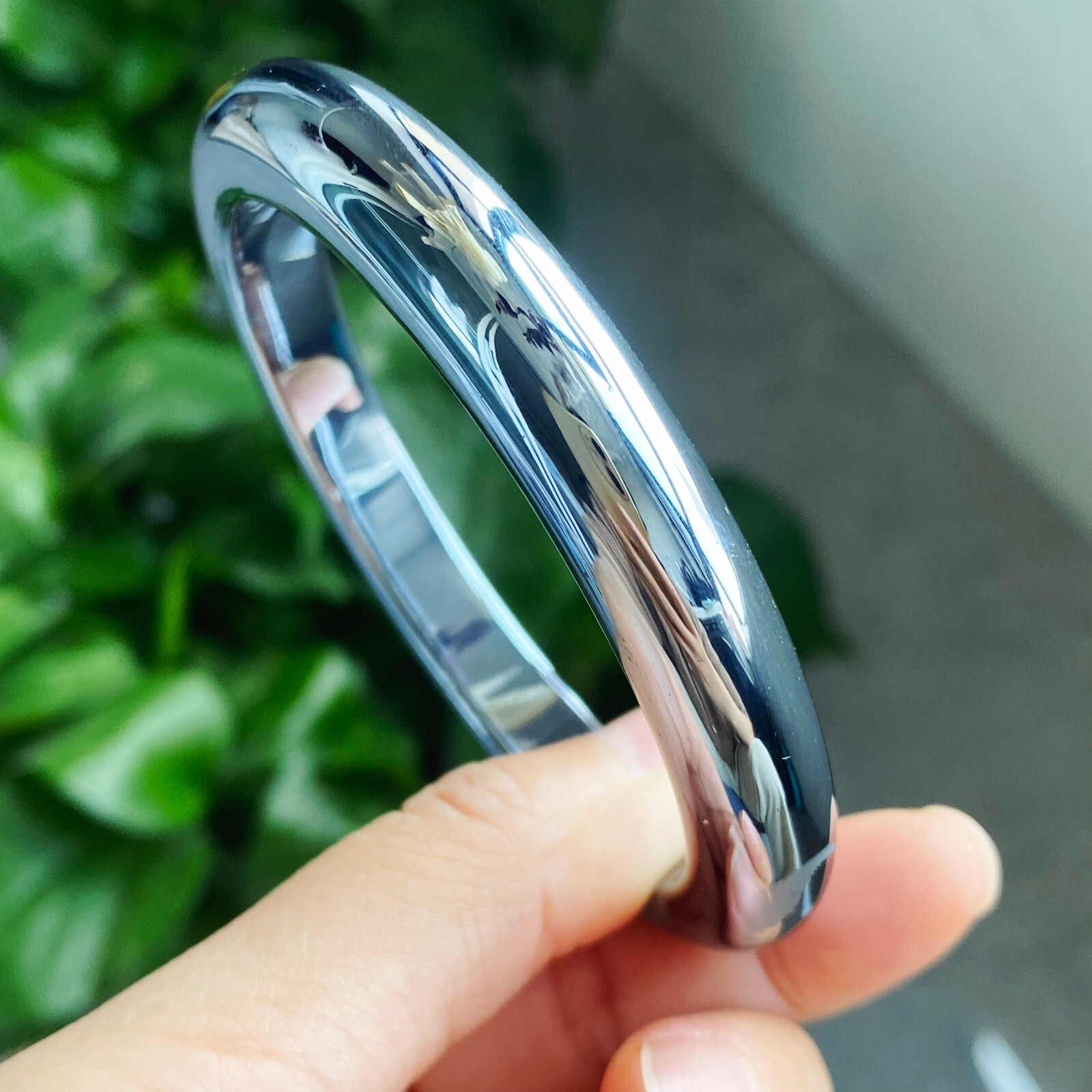 63.5mm Natural White Terahertz Wave Gemstone Bangle AAAA