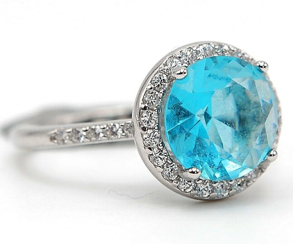 Heat Treated 3CT Blue Topaz 925 Solid Sterling Silver Ring Sz 7 UB3-9
