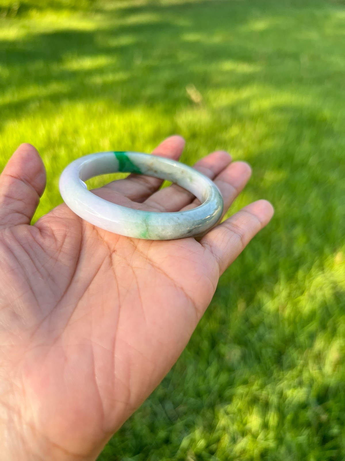 Lavender Green 100% Natural Grade A Jadeite Jade Bangle Bracelet 54mm H173