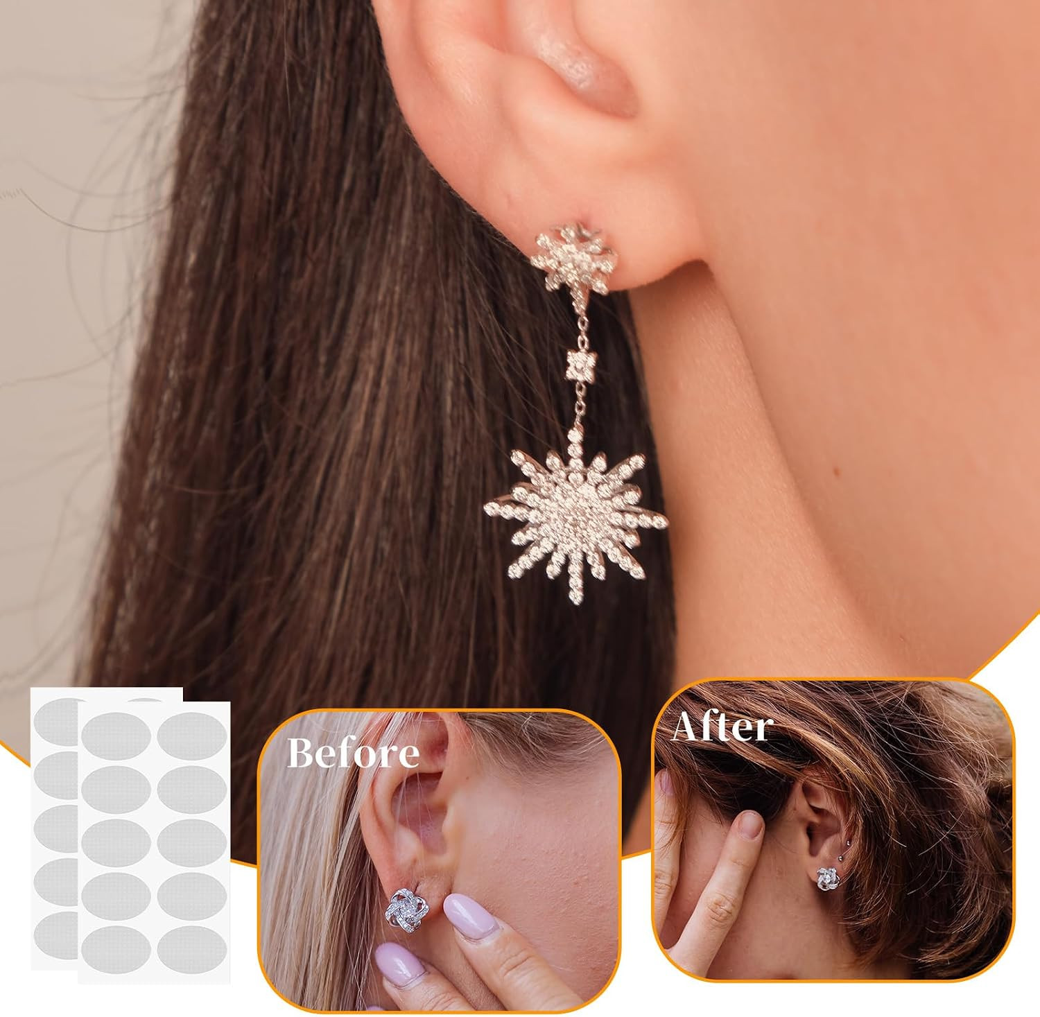 600 PCS Clear Earring Stickers for Heavy Earrings, Ear Lobe Support Patches Ear