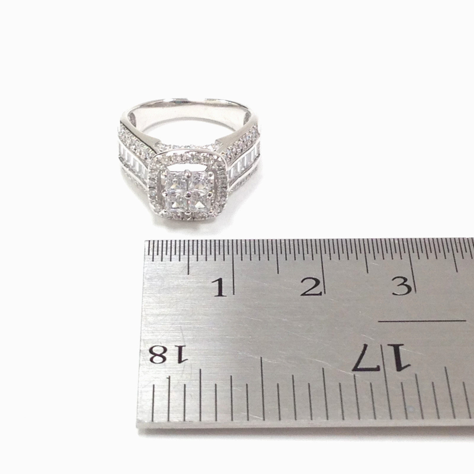 FZN Fuzion Creations 925 Sterling Silver Quad Princess-Cut Clear CZ Ring Size 4