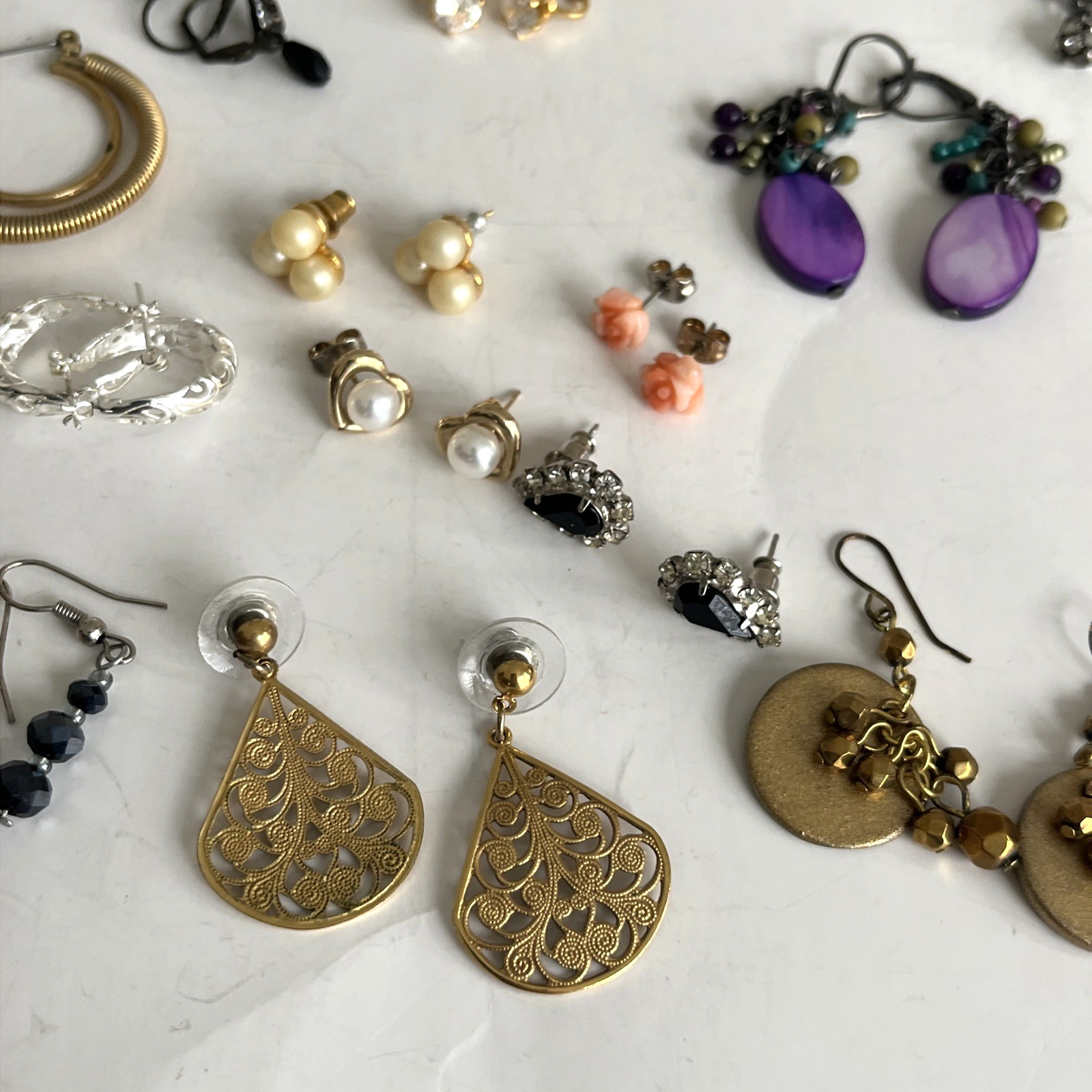 Vintage Costume Jewelry Lot of 20 Earrings Pierced Not Signed
