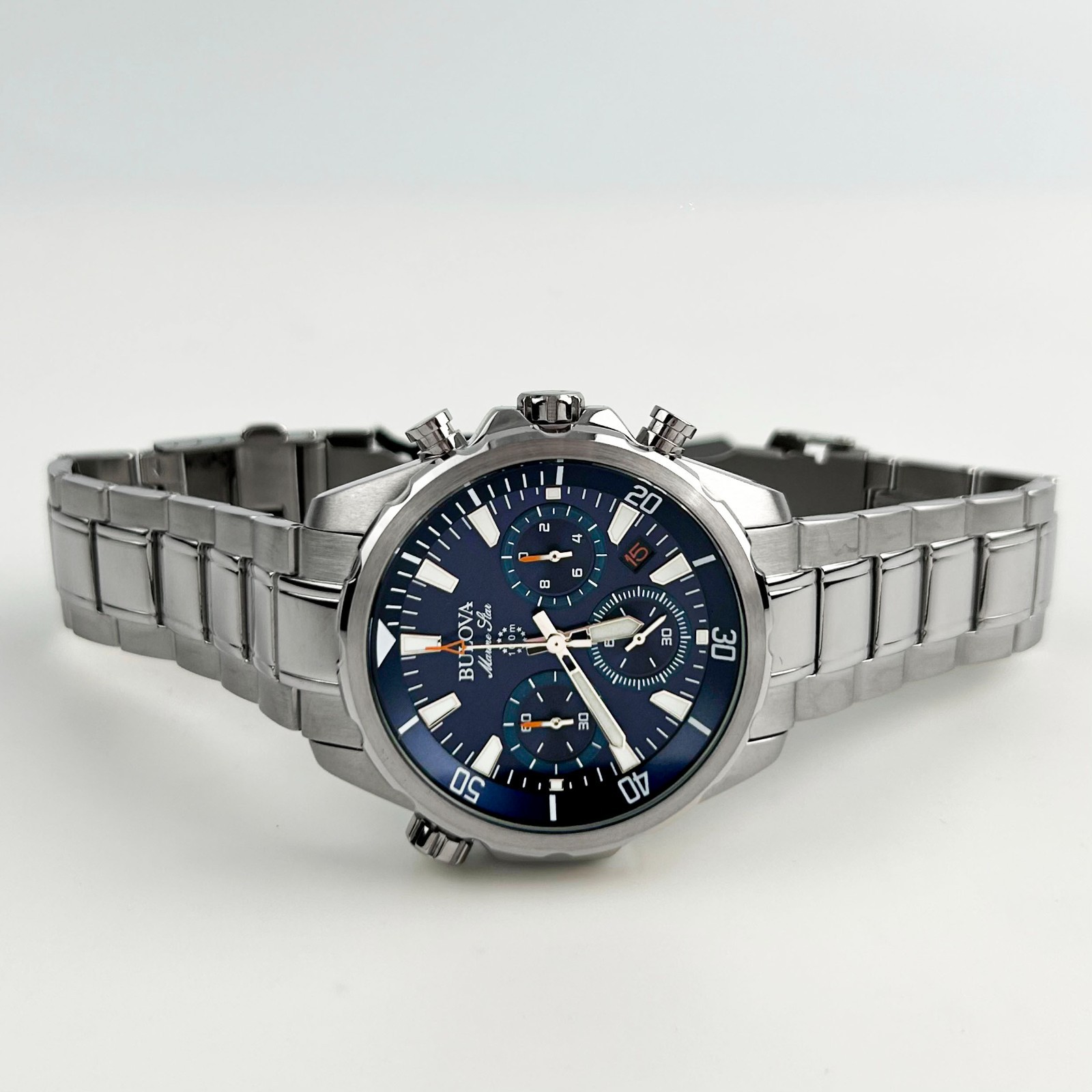 New-Bulova Men’s 96B256 Marine Star Blue Dial six-hand chronograph Quartz Watch