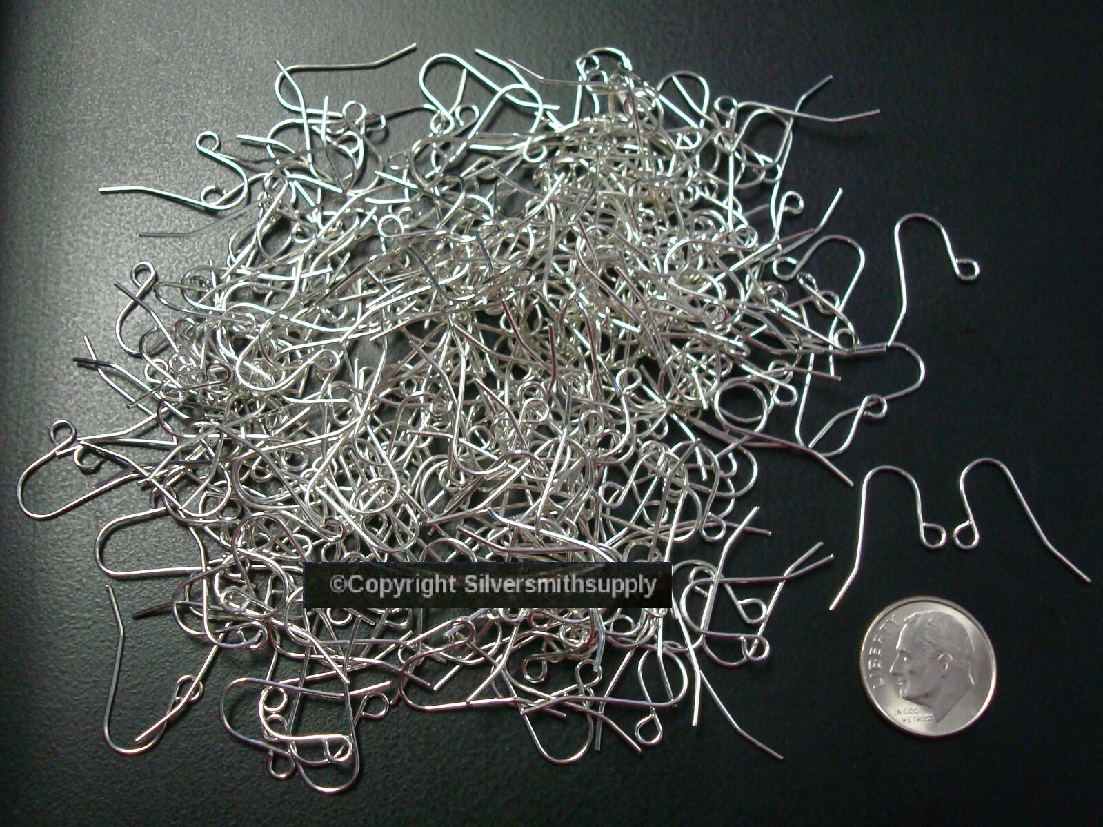 300 WHITE Gold plated plain fish hook earring wires open bottom loop FPH012C
