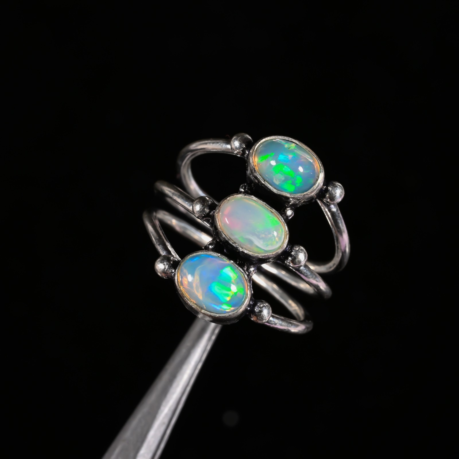 Ethiopian Opal Gemstone 925 Sterling Silver Handmade Jewelry Ring Gift For