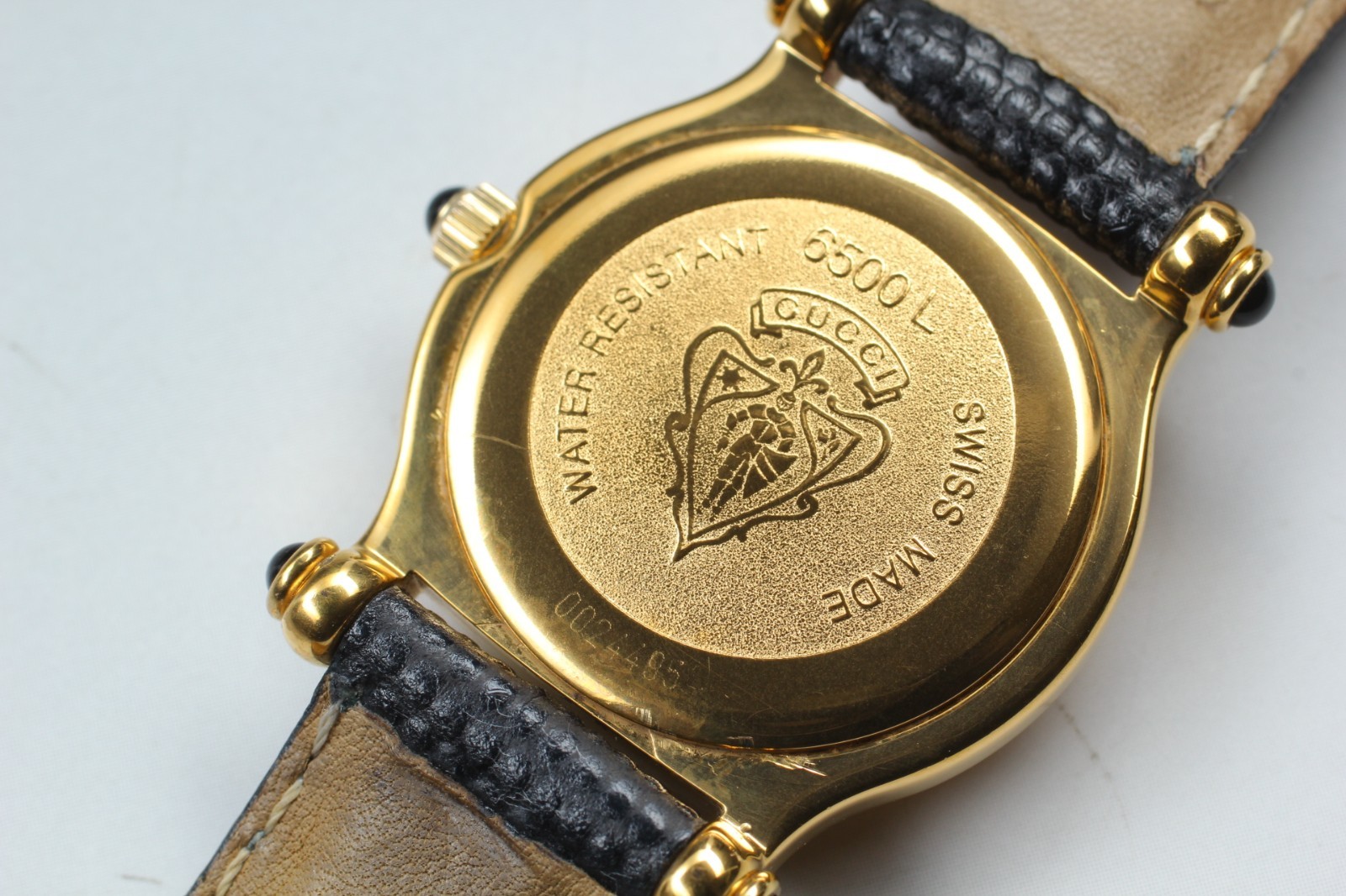 【EXC+++++】 Gucci 6500L Gold Plate Black Dial Lady’s Quartz Watch from JAPAN