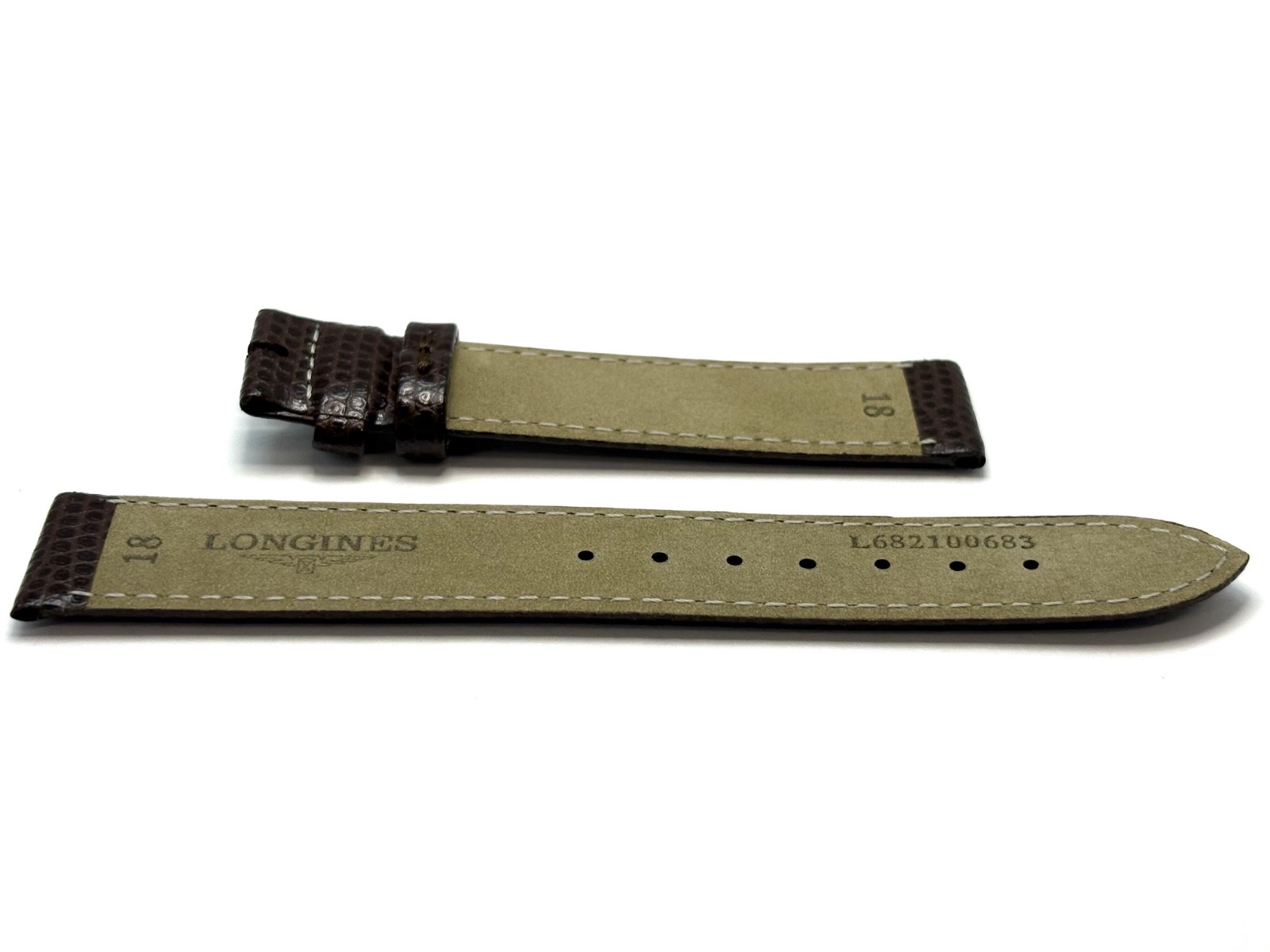 GENUINE LONGINES L682100683 Watch Strap Semi-Matte Brown Lizard 18mm x 16mm NEW