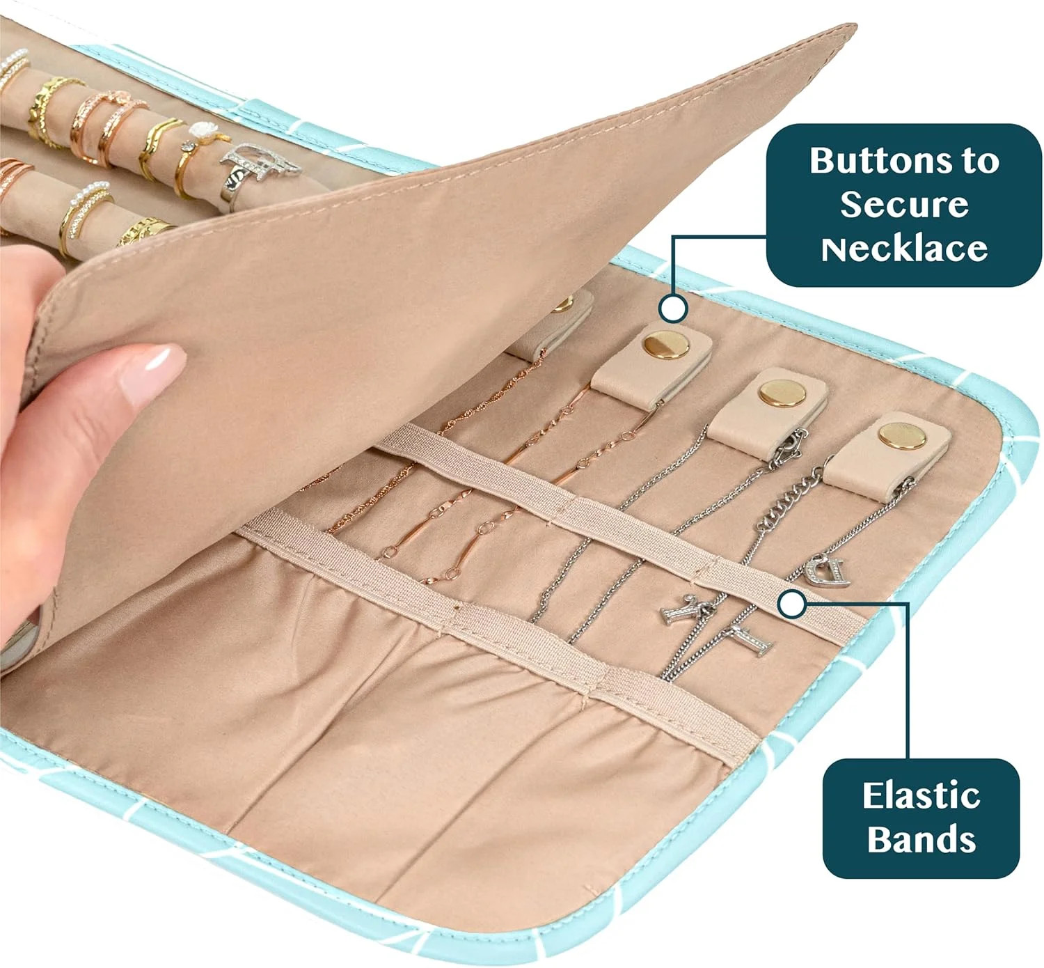 Travel Jewelry Case Organizer, Foldable Jewelry Travel Roll Bag, Small Jewelry T