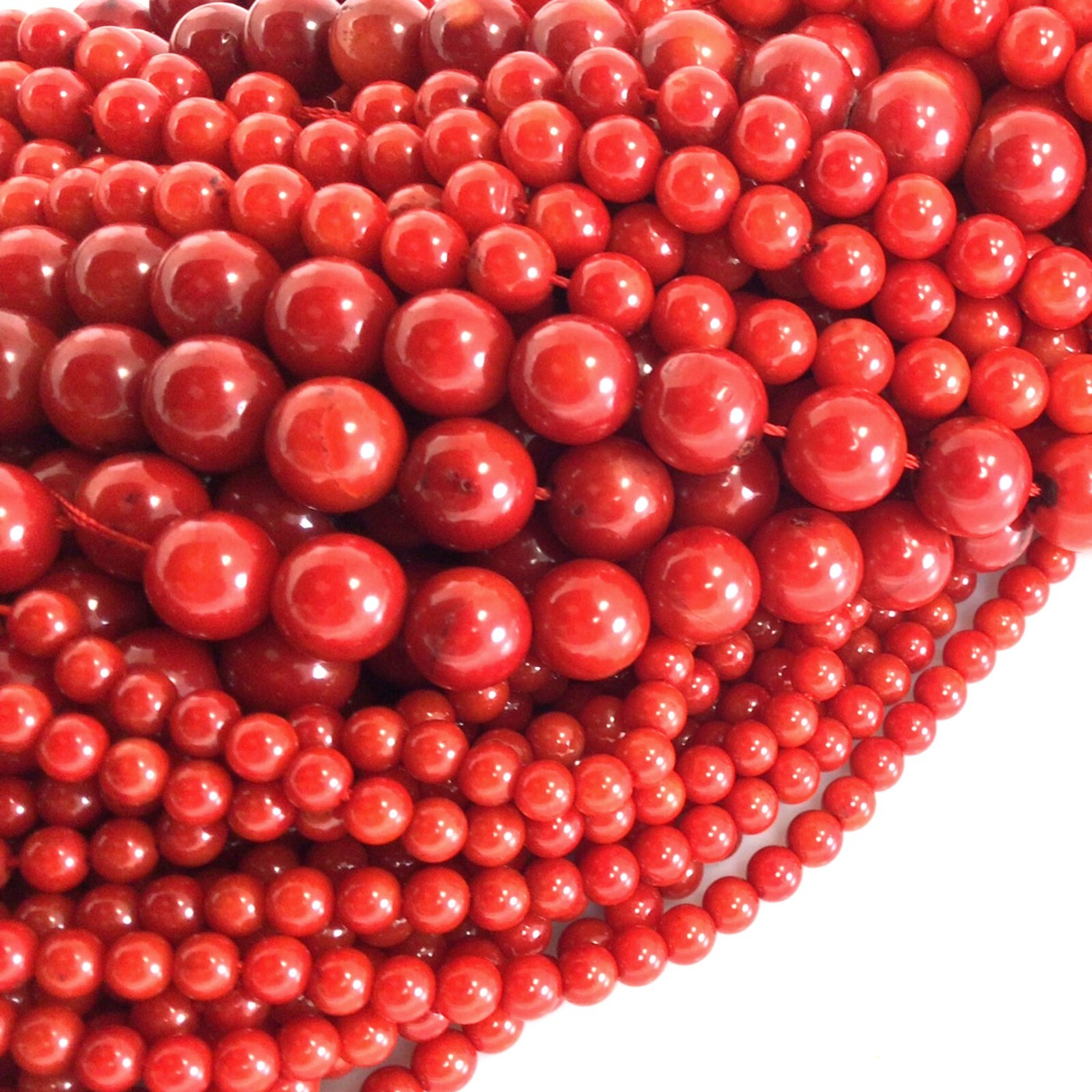 Red Sea Coral Smooth Round Spacer Loose Beads 15″ 3mm 4mm 6mm 8mm 10mm 12mm