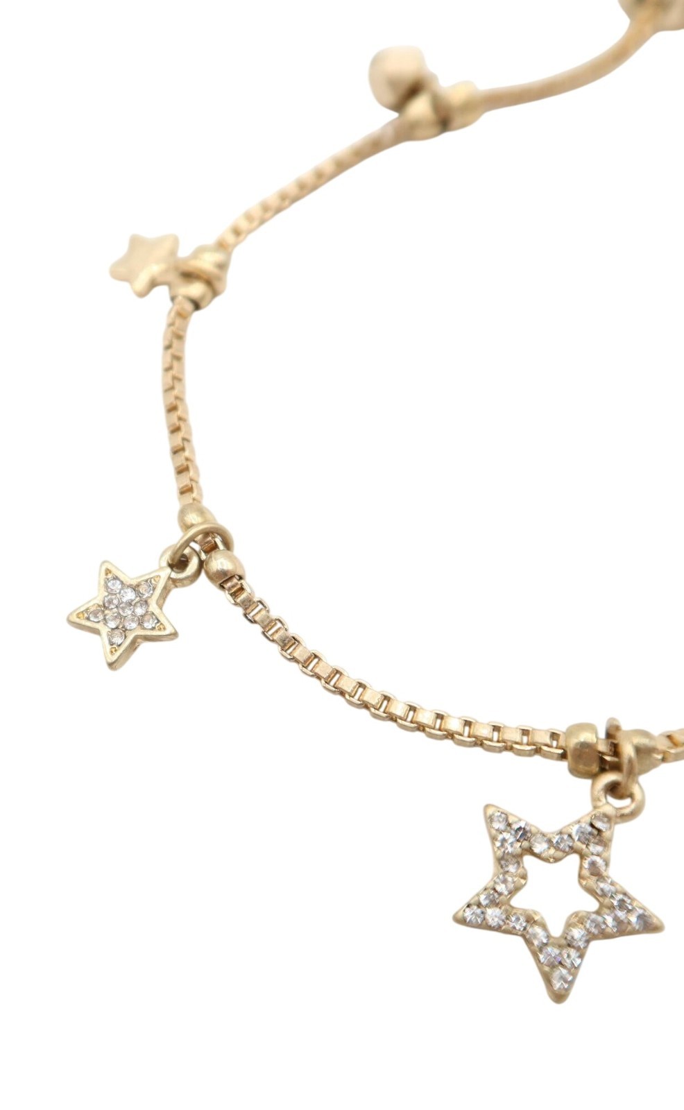 CANVAS STYLE Gold Tone Dainty Star Rhinestone Charm Bracelet Adjustable