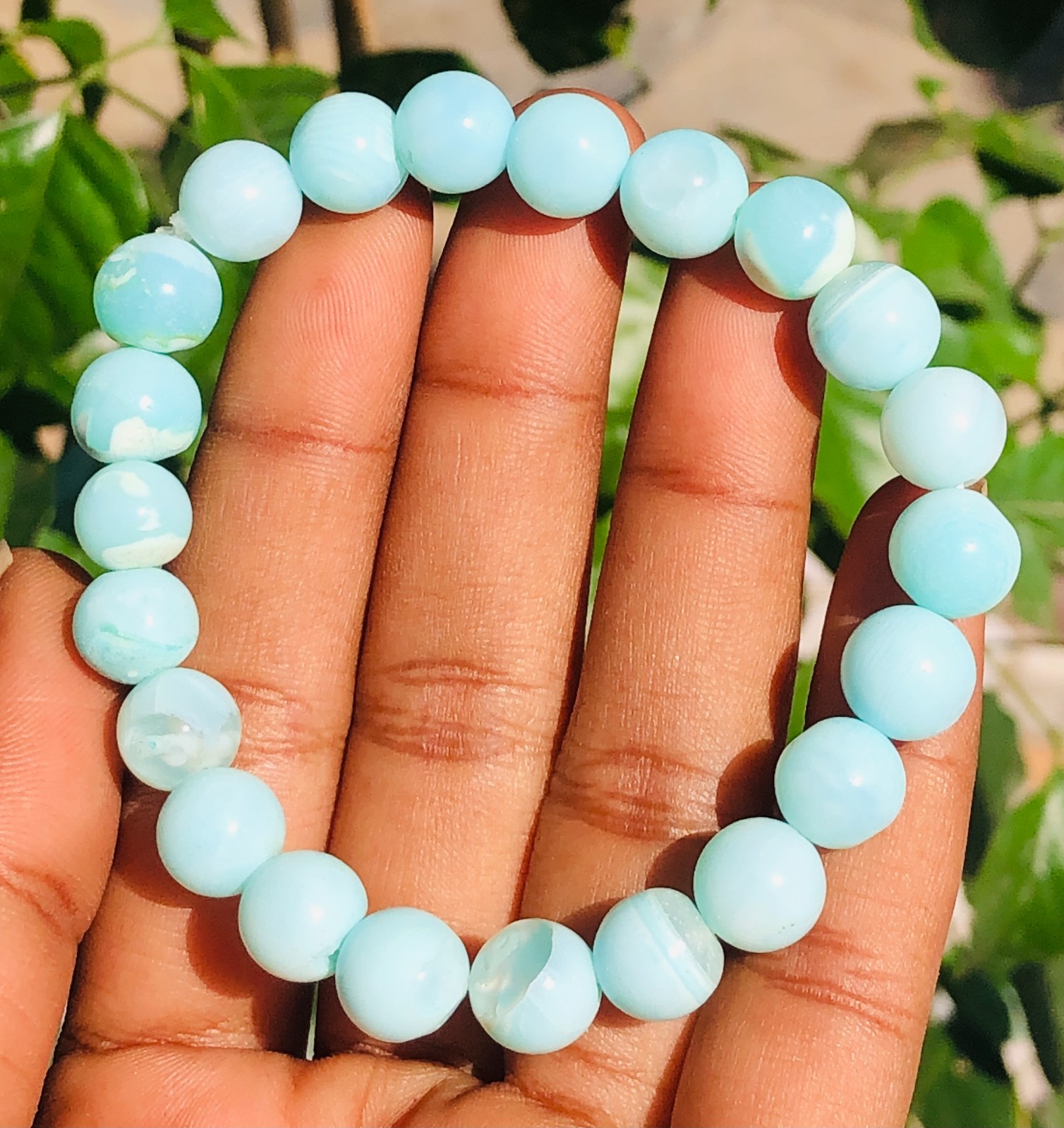 World Class Amazing Blue Opal 100.00 Cts Stretchable Bracelet Beaded RK 69 AZ24
