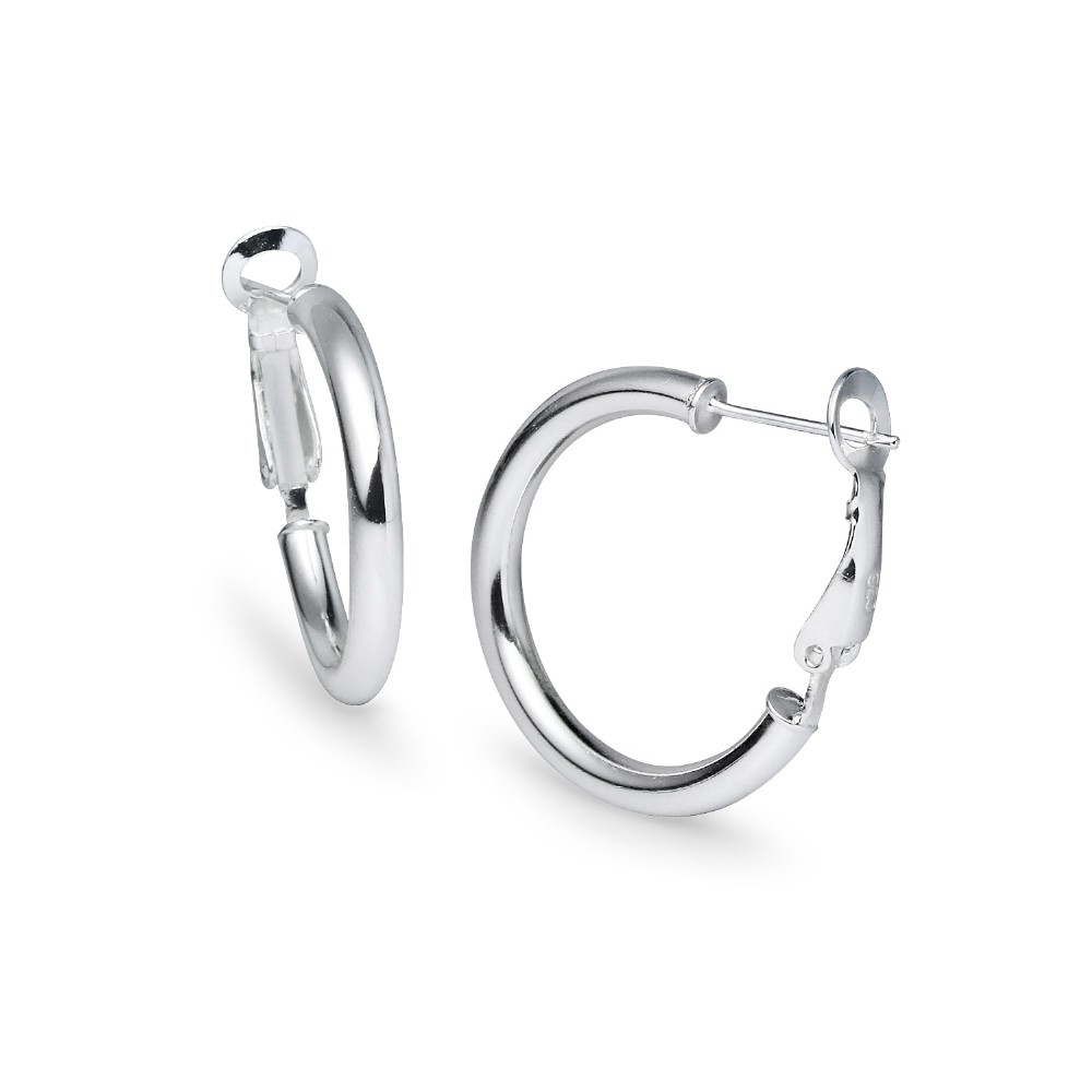 Round Clutchless 3x25mm Hoop Earrings in High Polished Sterling Silver