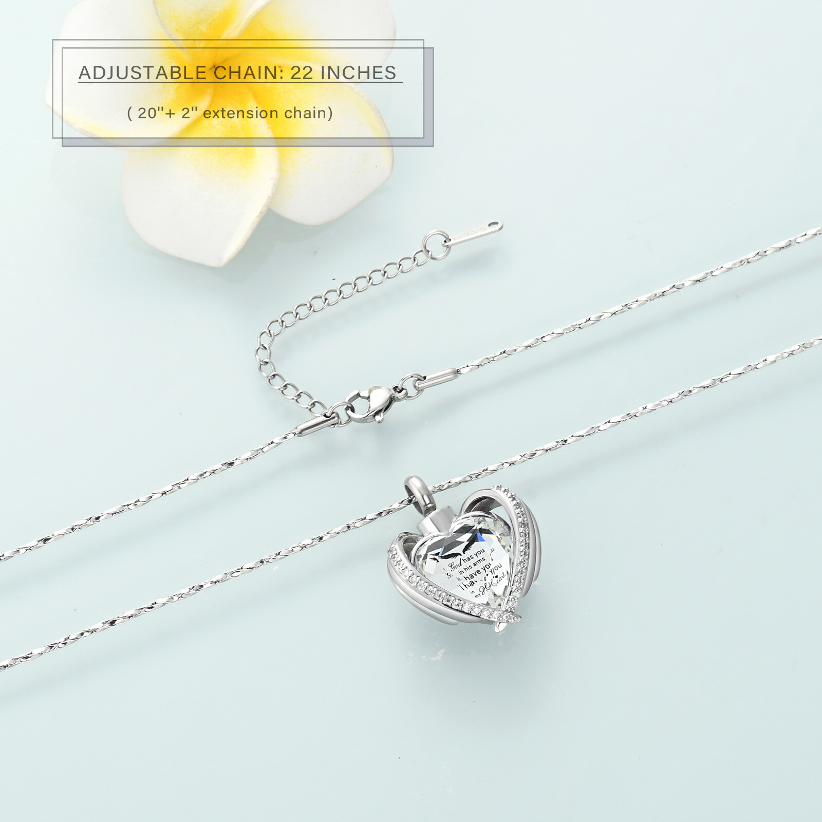 Angel Wings Cremation Jewelry for Ashes Pendant – Crystal Heart Ash Urn Necklace