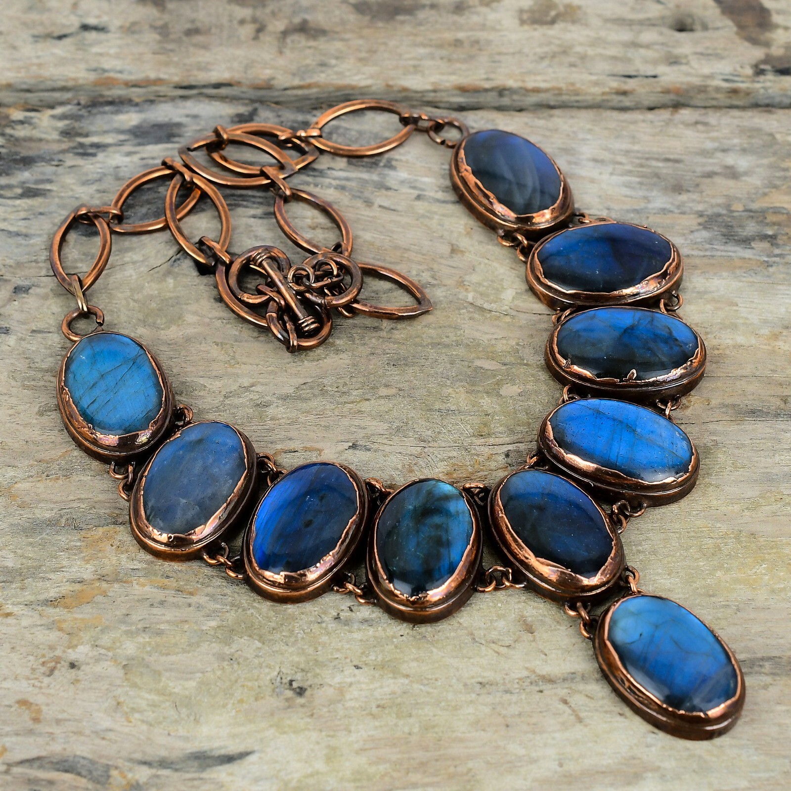 Labradorite Copper Sister Gift Electroformed Chain Adjustable Necklace 18.0″