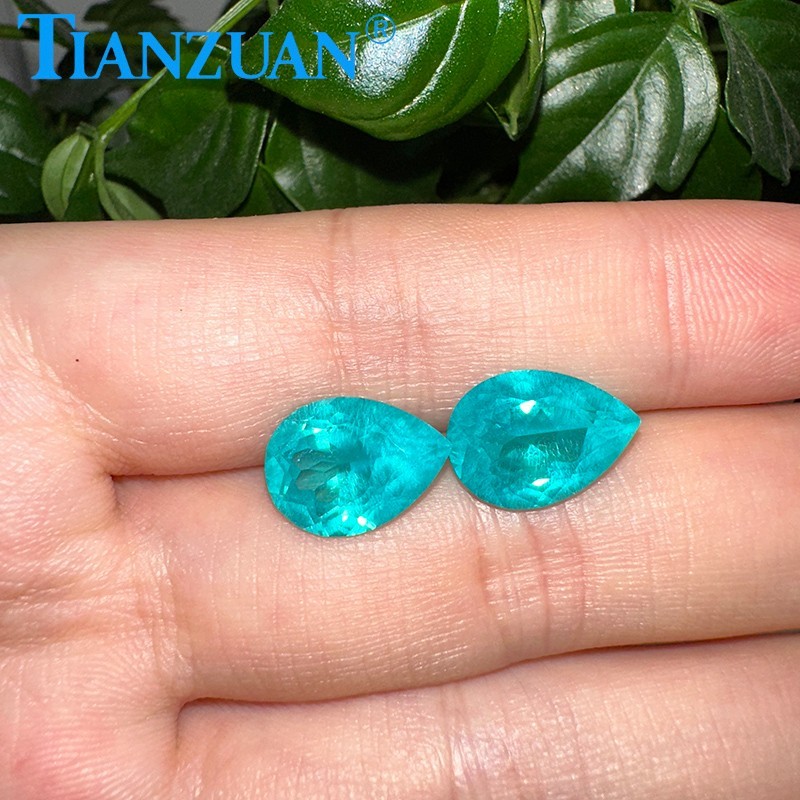 Synthetic YAG Pear Shape Neon Paraiba Color with inclusions loose Gemstones
