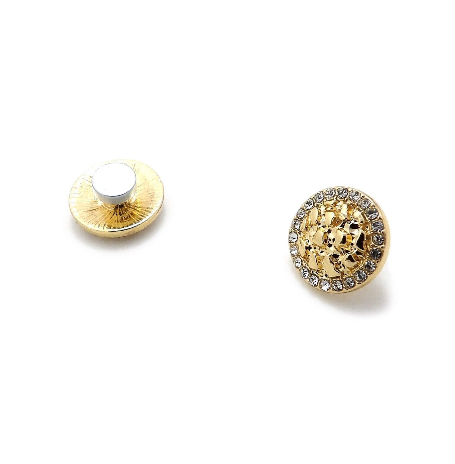 Magnetic Earrings Cookie Nugget Hip Hop Iced Gold plated Cubic Zirconia Earrings
