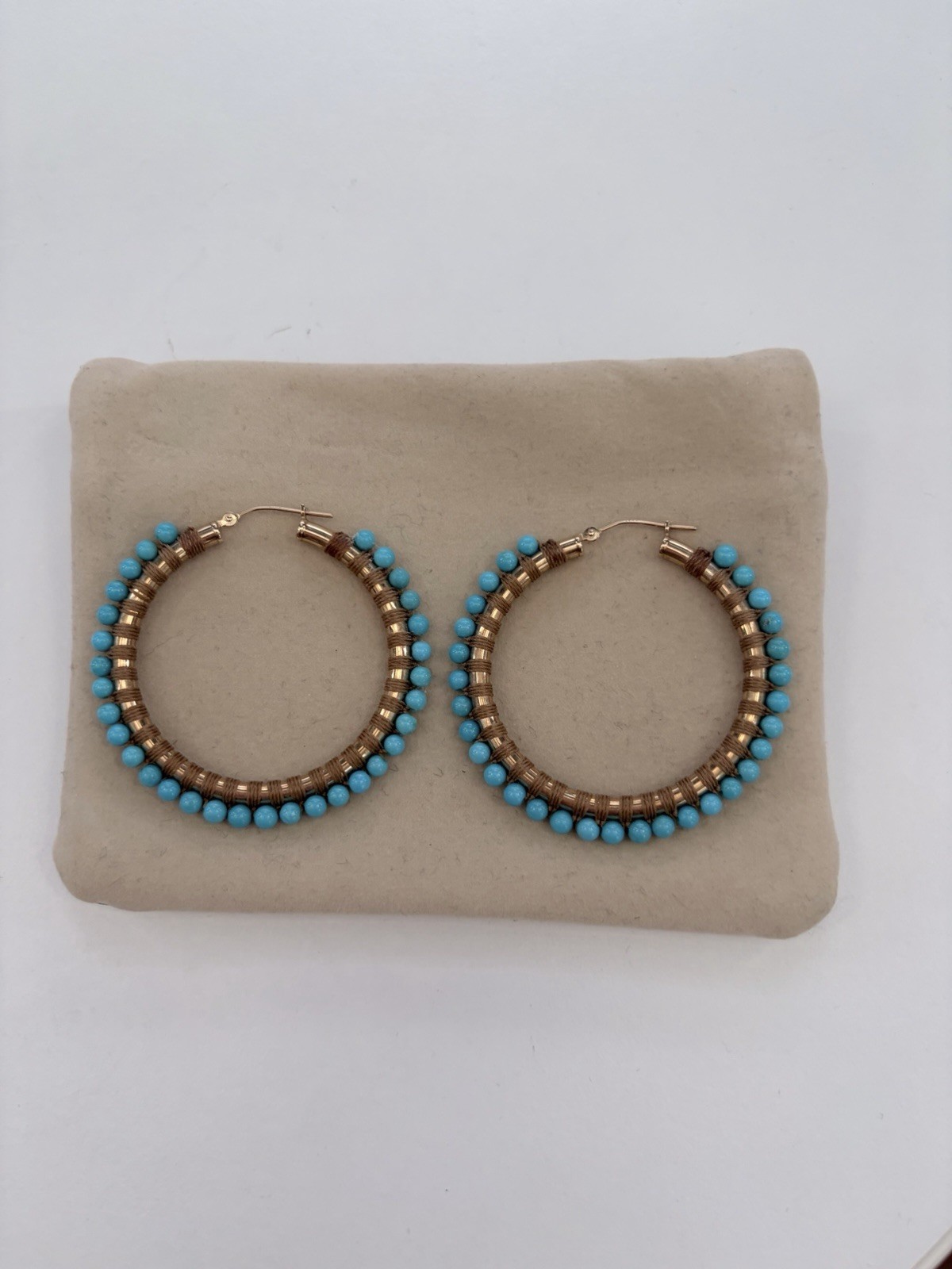 Authentic Simon Alcantara designer earrings in solid 14K gold and turquoise.