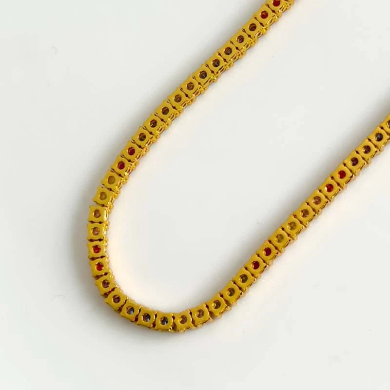 15TCW Round Lab Created Rainbow Sapphire 14k Yellow Gold Plated Chocker Necklac