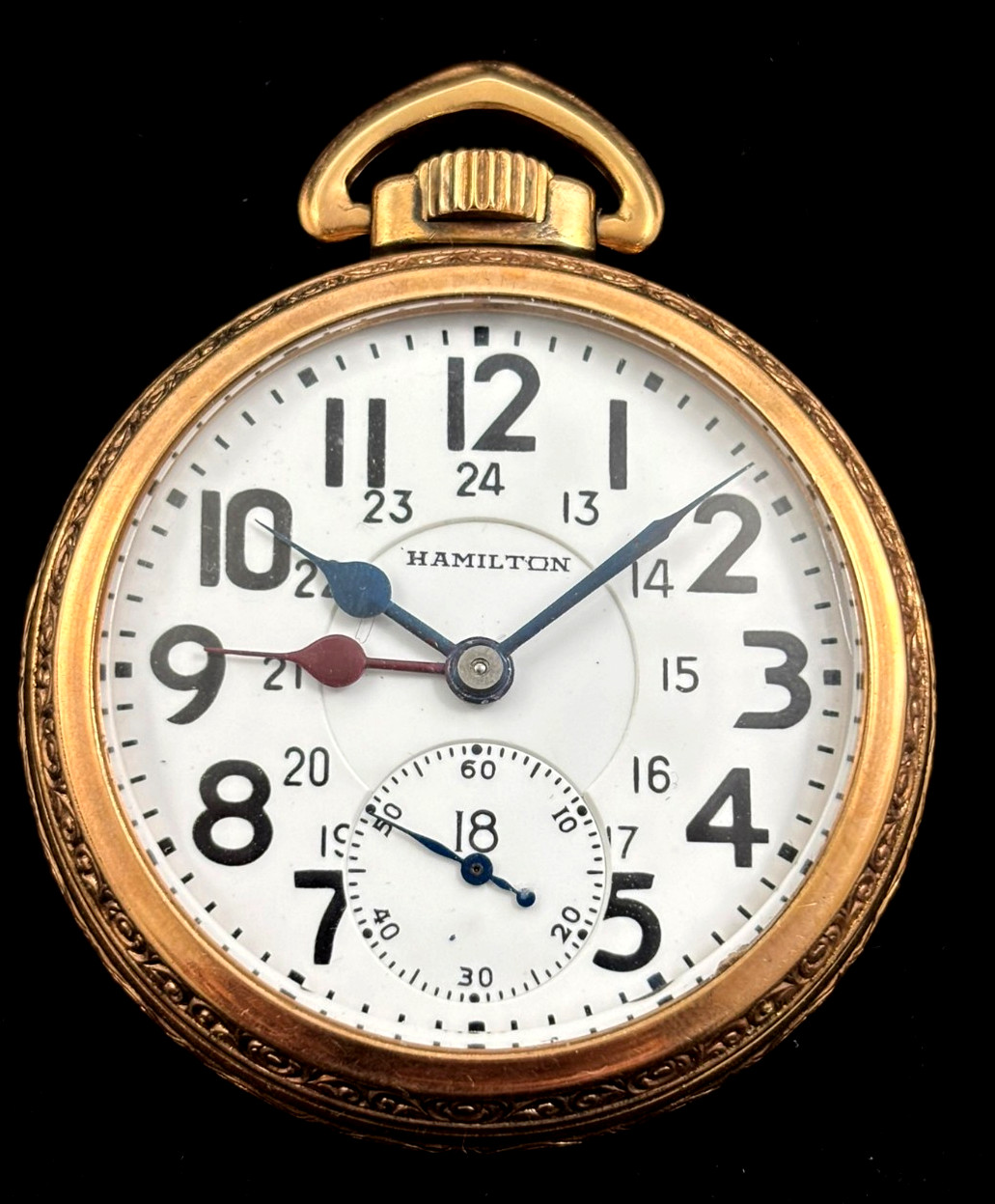 Hamilton 16s 21J 992 Railroad Pocket watch 103 YO M#7 Rose Gold Case Near Mint