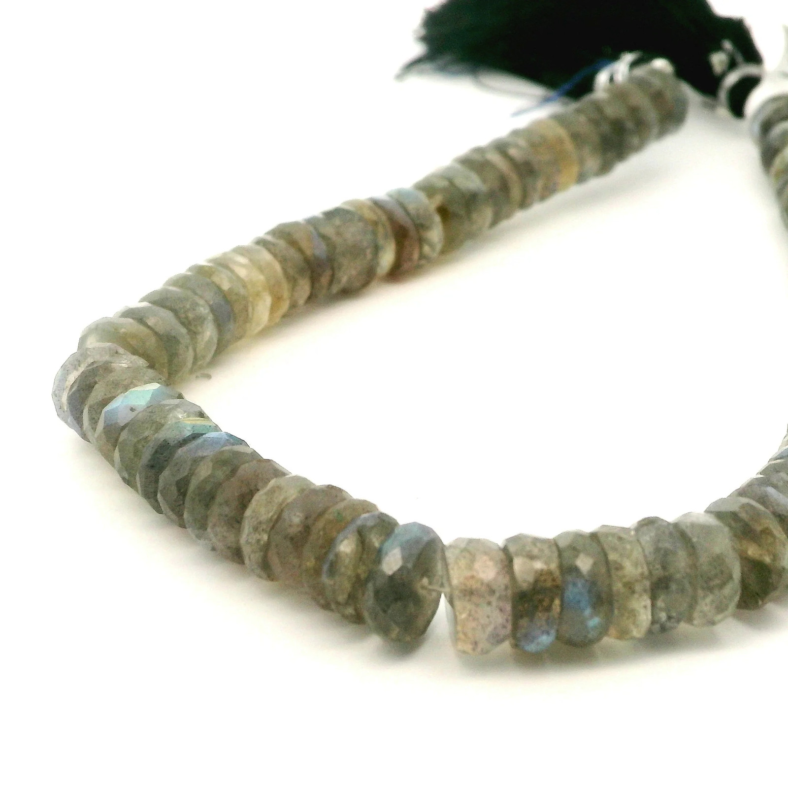 Natural Gray Blue Flash Labradorite Faceted Heishi Beads (6-7mm Strand)