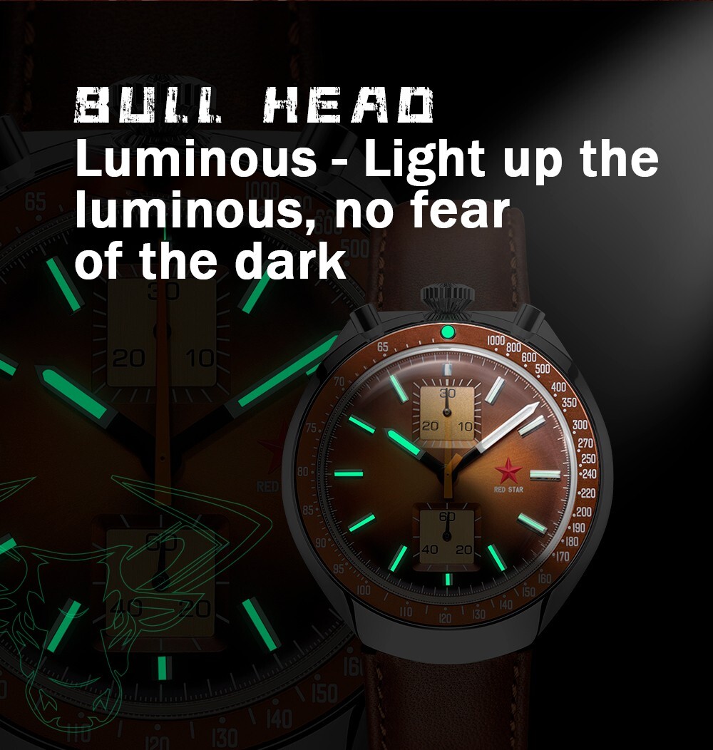 SEAKOSS Red Star Bullhead Dual-Time Zone Chronograph with Luminous Display watch