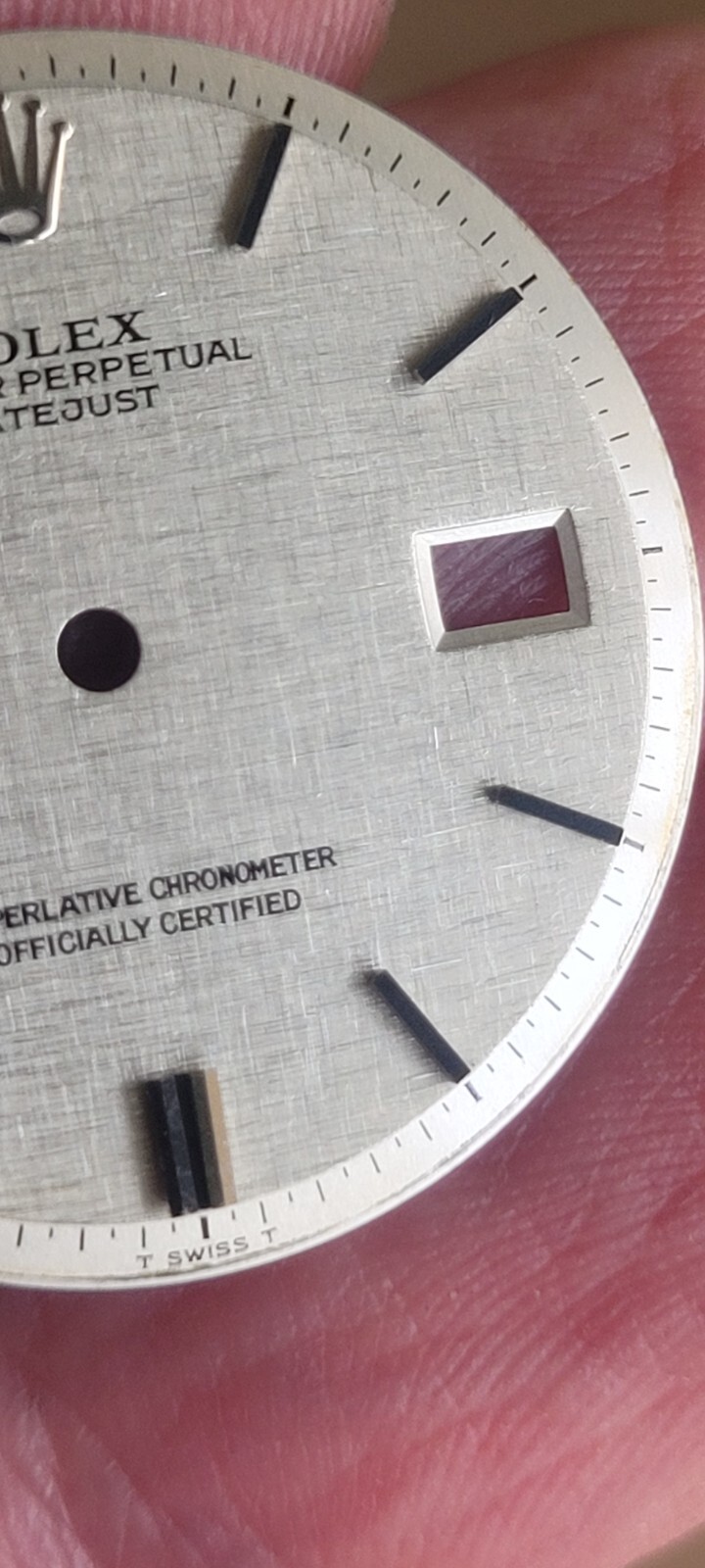 Rolex 100% genuine 36mm non quick set 1601 dial, linen black lacquer top marker