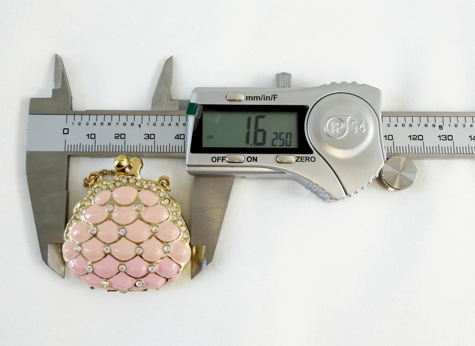 NEW ST. JOHN Handbag Brooch Pink Enamel Scales Crystals 24KGP Logo Pin Enhancer