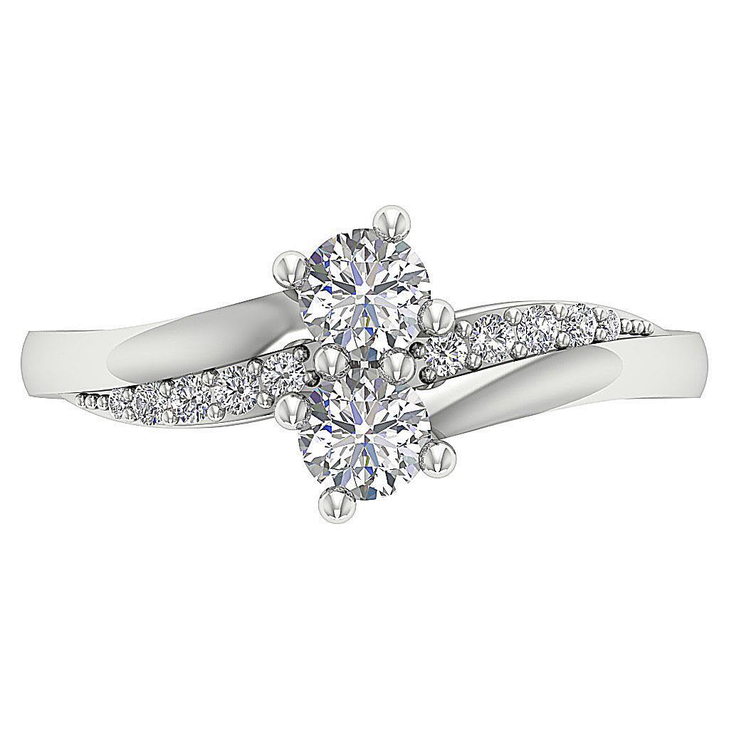 Forever Us Two Stone Engagement Ring VS F 0.70 Carat Lab Grown Diamond 14K Gold