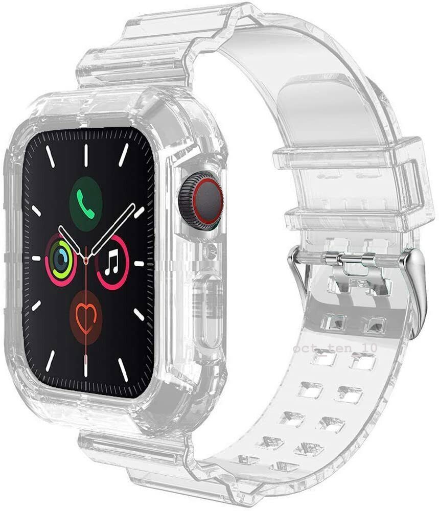 TPU Clear Sport Band Strap +Case for Apple Watch Series 8 7 6 5 4 SE 40/44/41/45